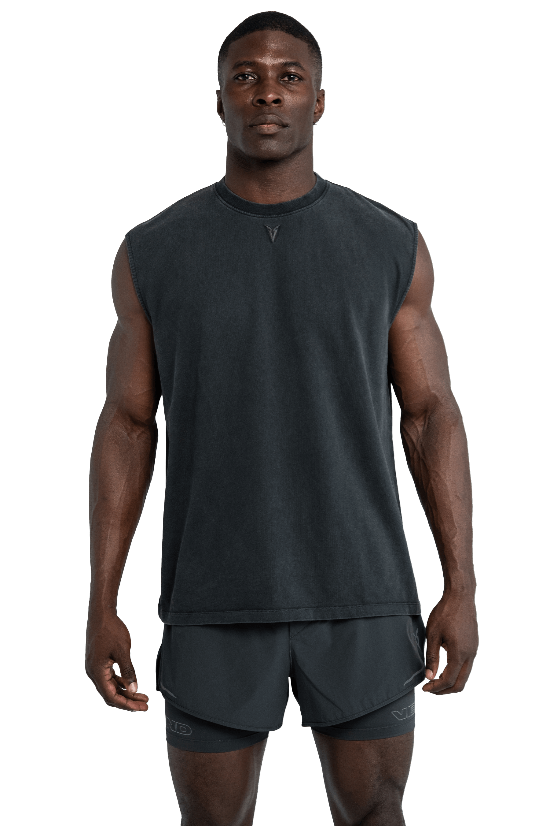 Tシャツ(半袖+袖なし) FRENCH LINEN V-NECK SLEEVELESS SHIRTS MEN'S SLEEVELESS T-SHIRT - Gray Vintage | VEYND