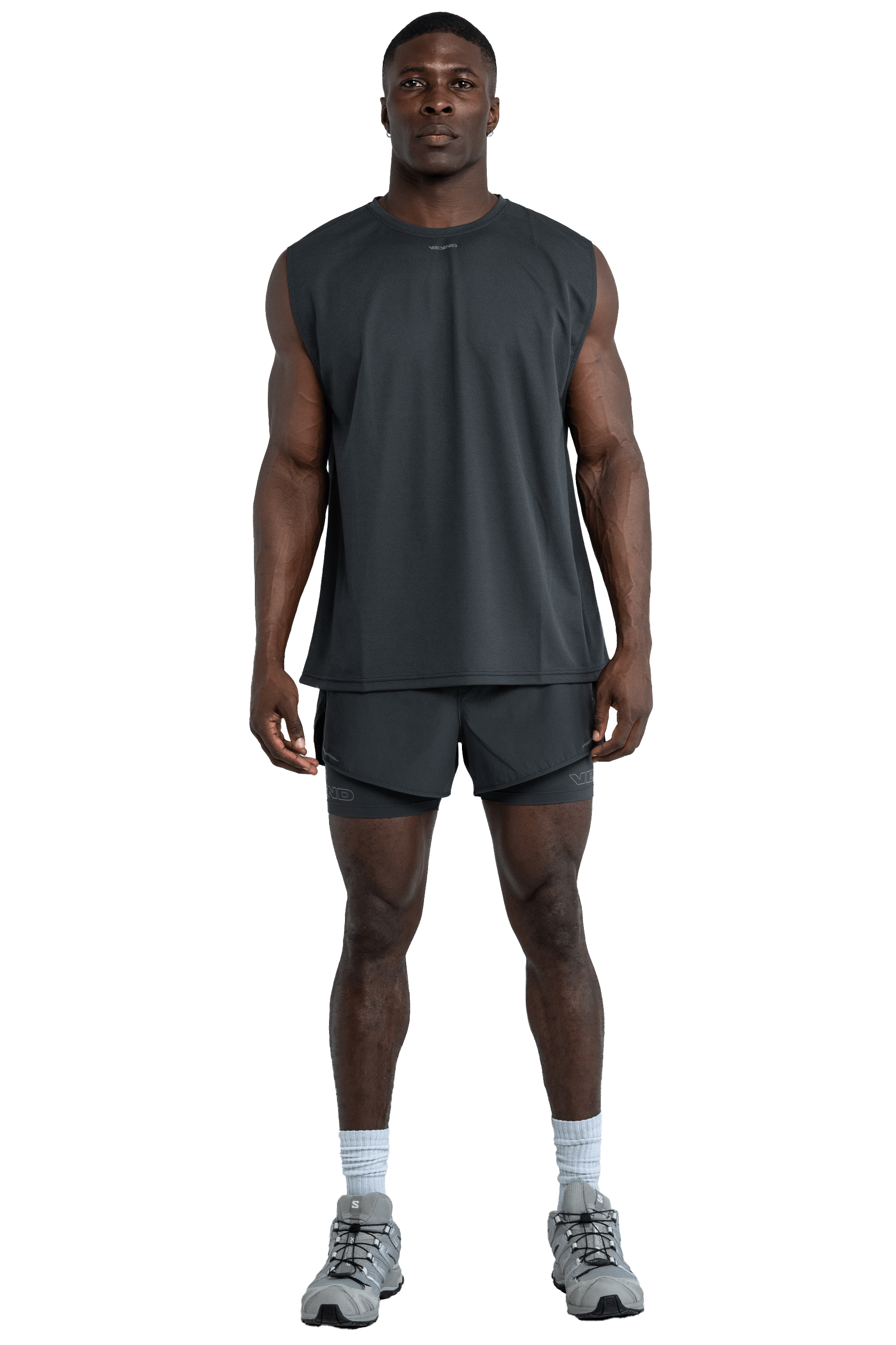 SLEEVELESS BOXY T-SHIRT CROSS GRAPHIC - Dark Gray