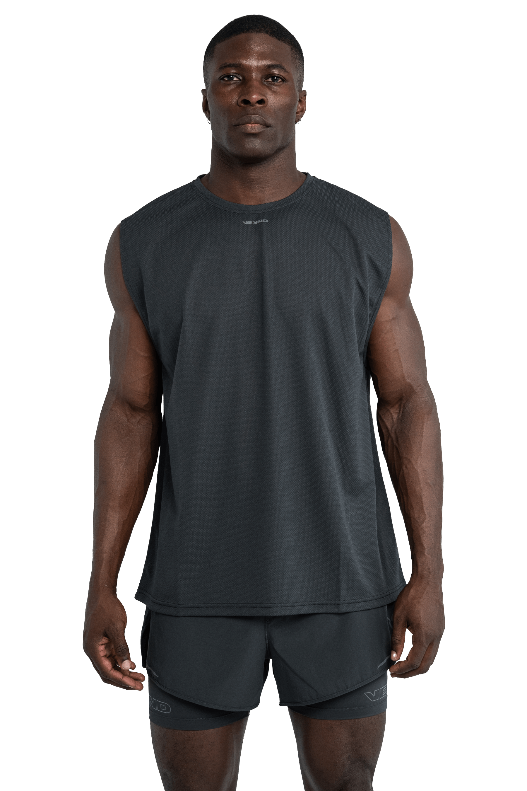 SLEEVELESS BOXY T-SHIRT CROSS GRAPHIC - Dark Gray