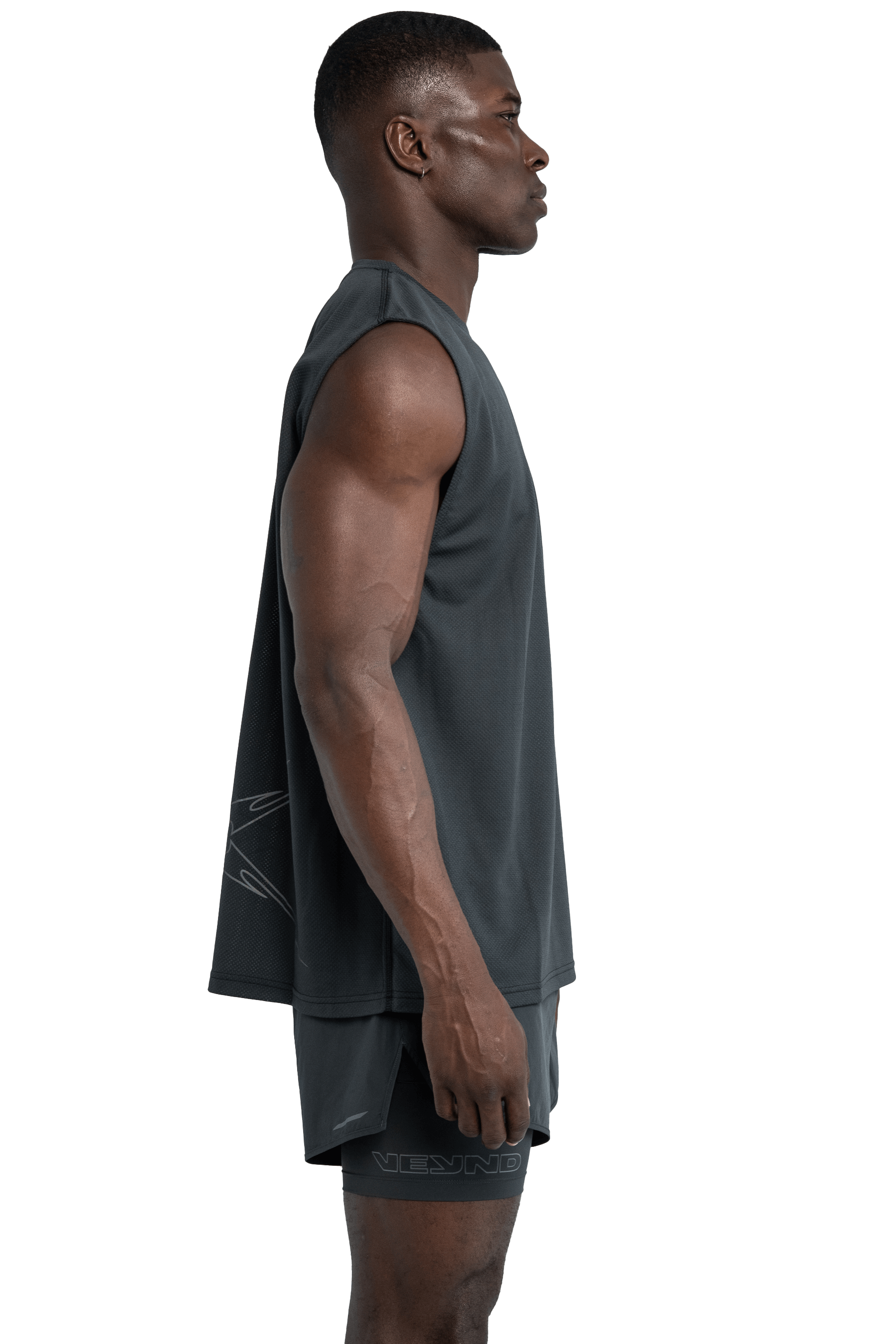SLEEVELESS BOXY T-SHIRT CROSS GRAPHIC - Dark Gray