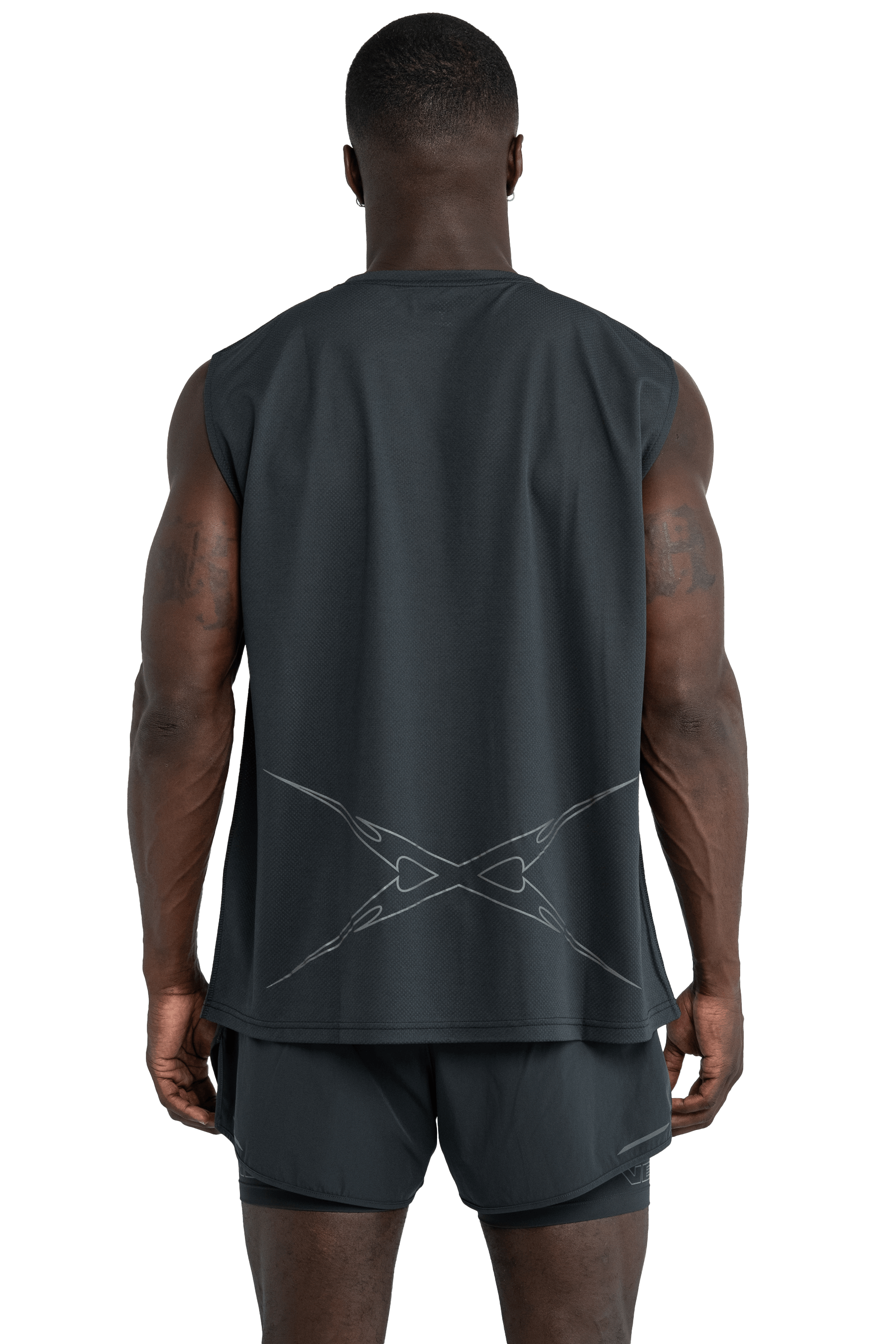 SLEEVELESS BOXY T-SHIRT CROSS GRAPHIC - Dark Gray