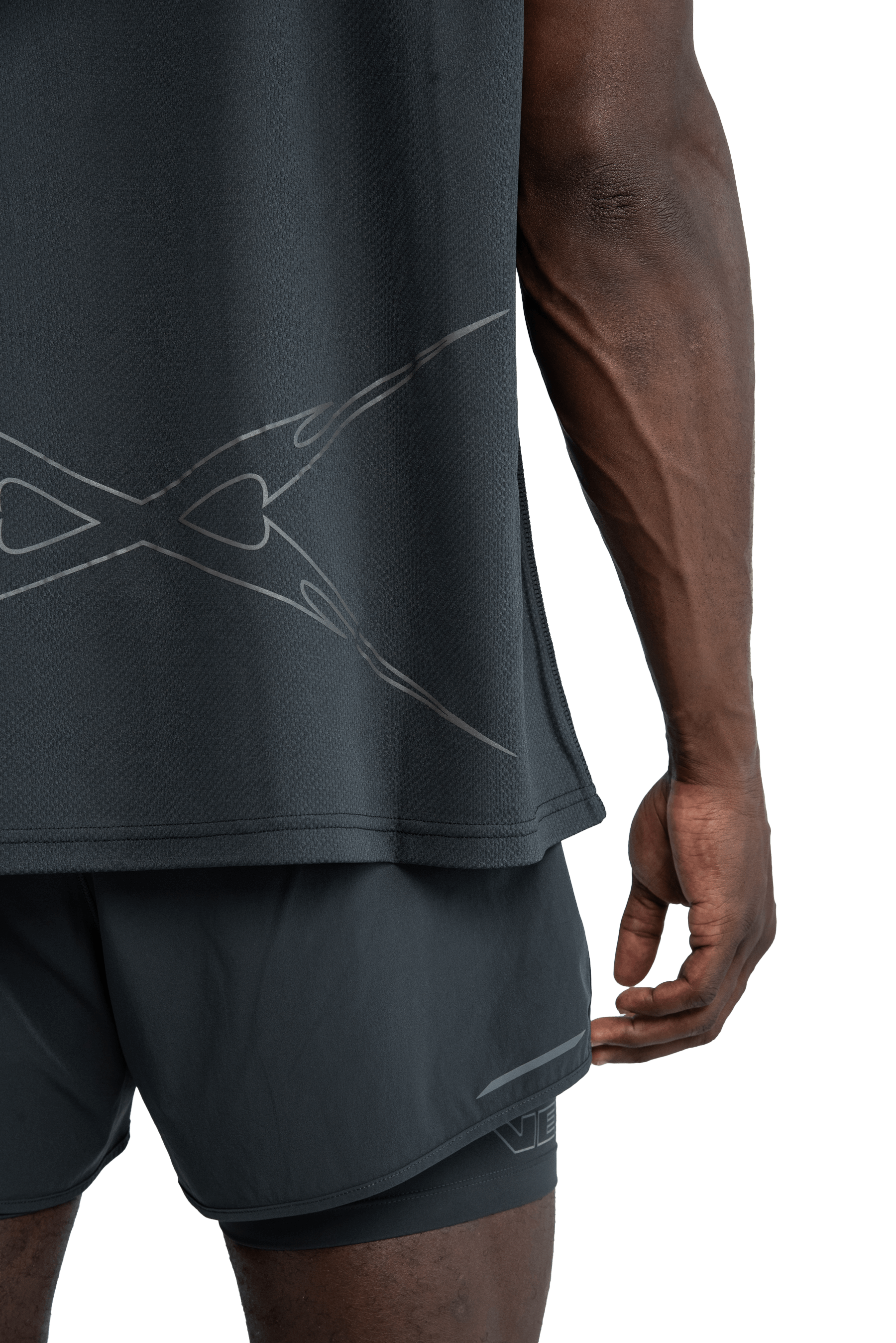 SLEEVELESS BOXY T-SHIRT CROSS GRAPHIC - Dark Gray