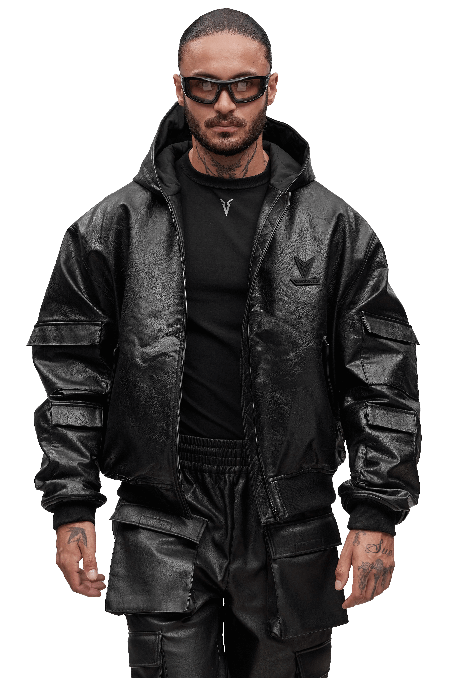Keith leathers MEN'S LEATHER BOXY BOMBER JACKET - Black | VEYND