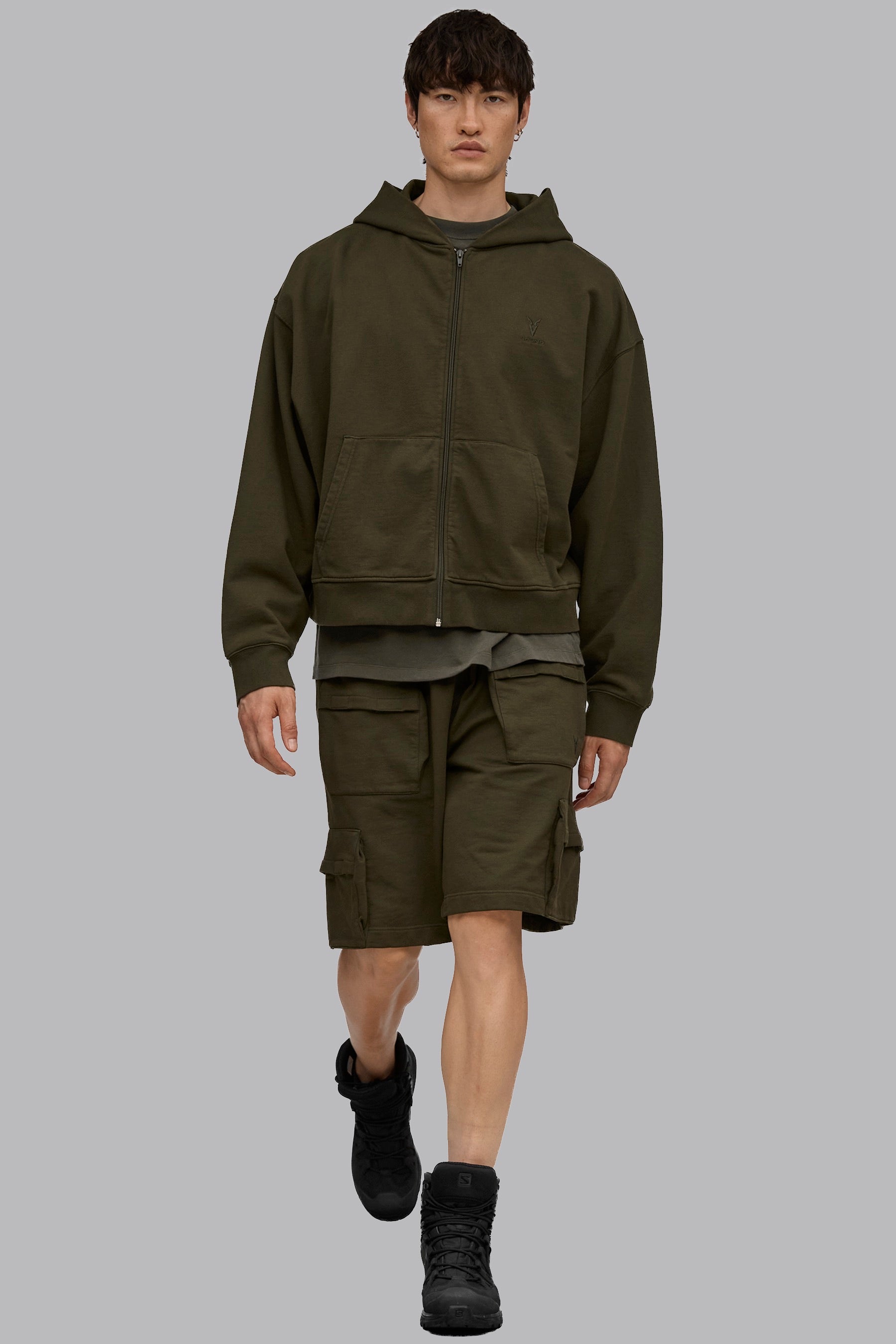 Mens khaki hotsell zip up hoodie