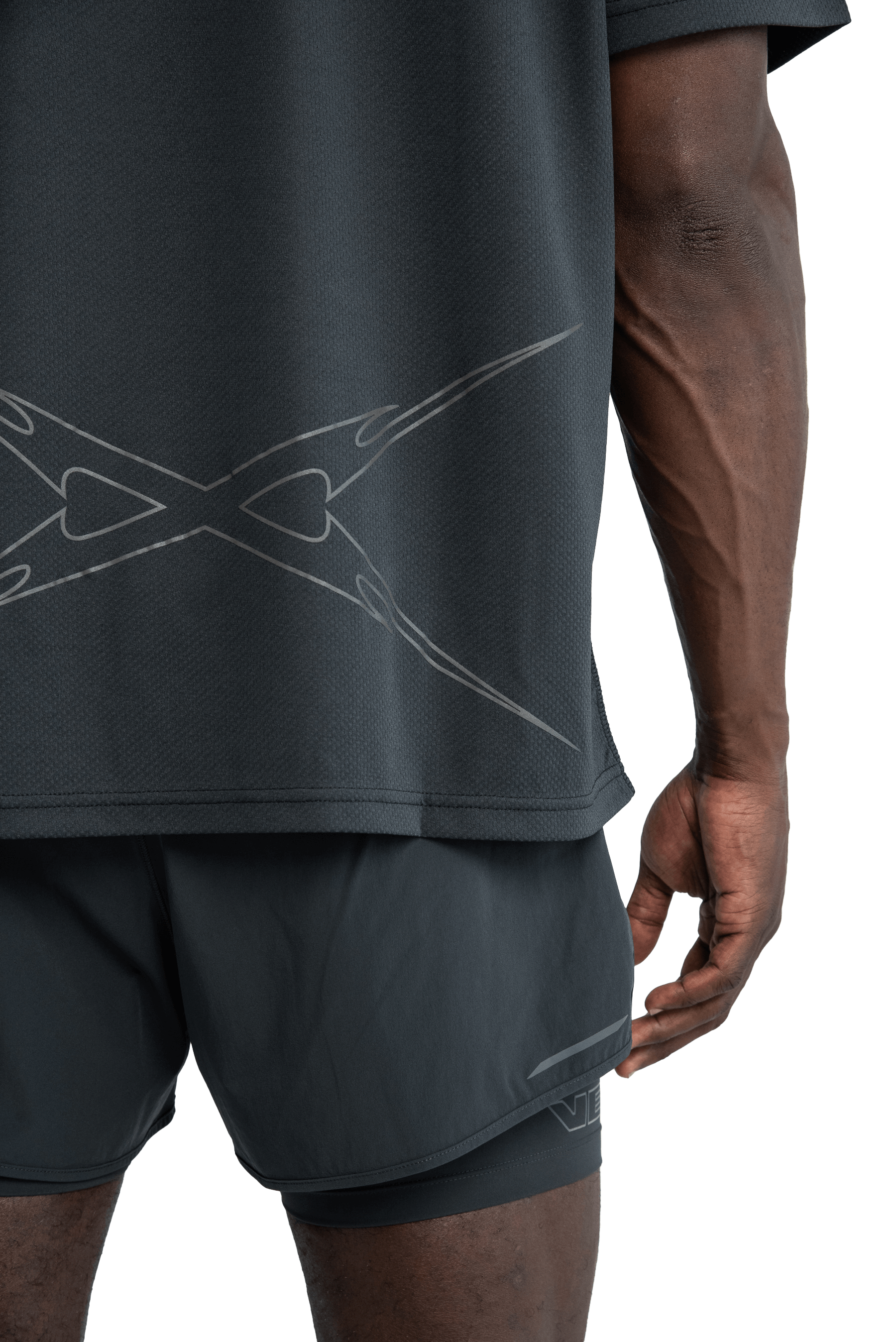 BOXY T-SHIRT CROSS GRAPHIC - Dark Gray