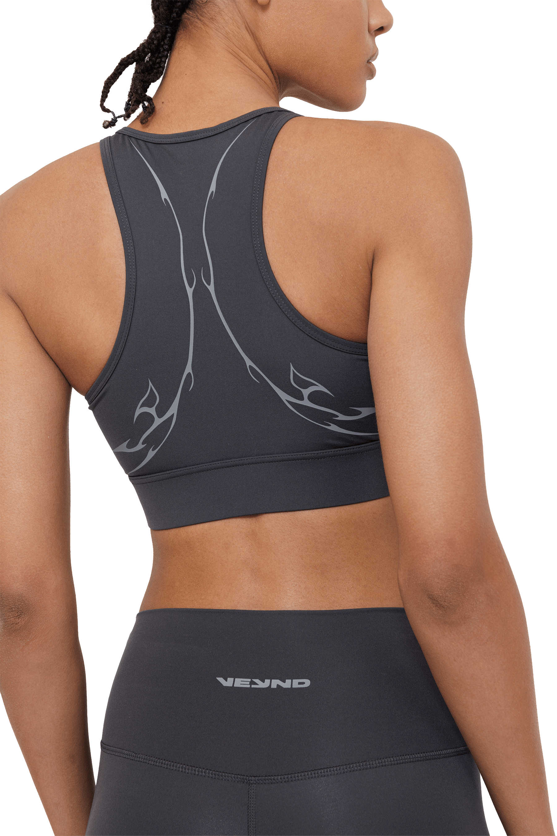 SPORTS BRA HIGH NECK GRAY VEINS GRAPHIC - GRAY