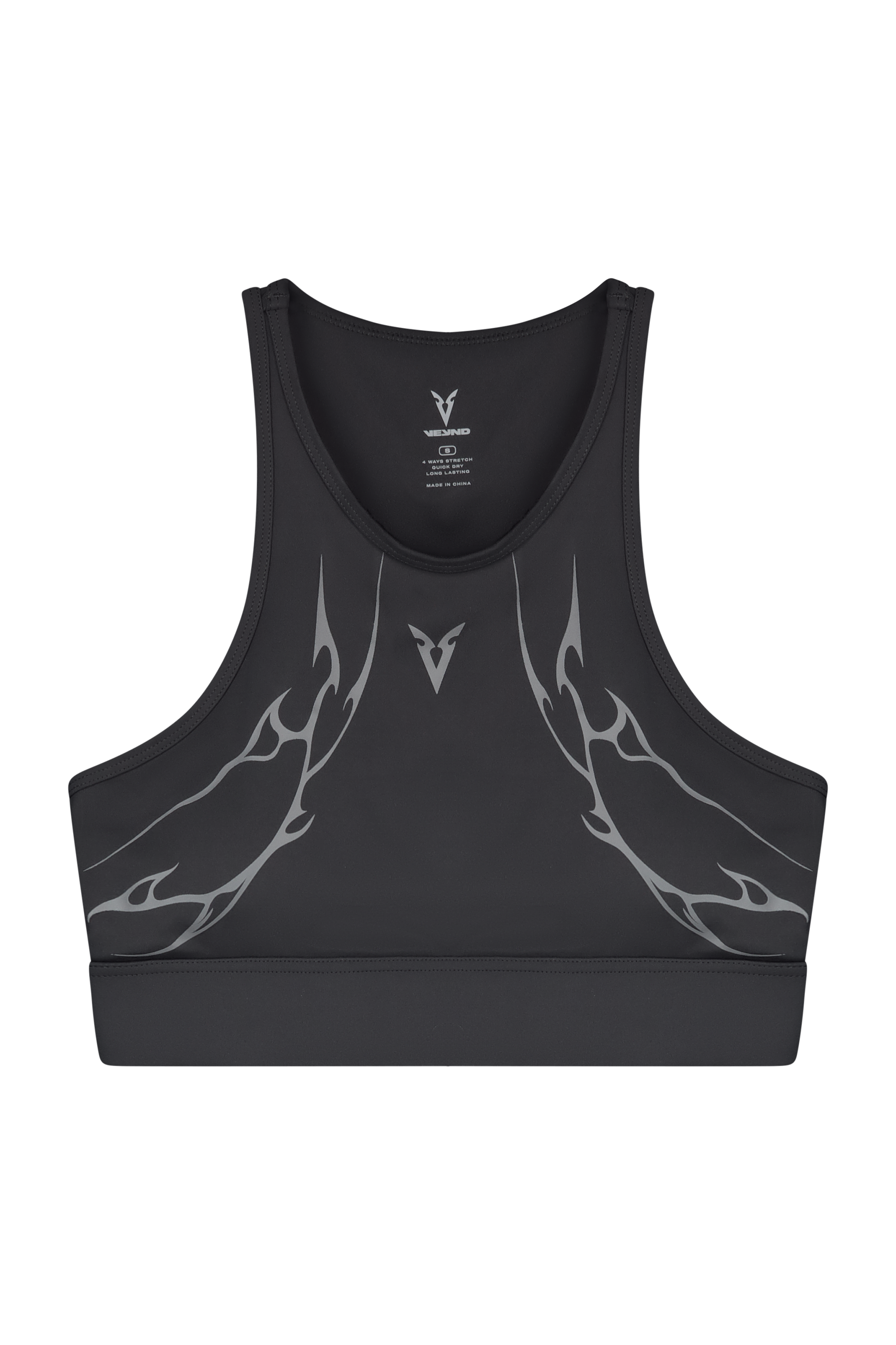 SPORTS BRA HIGH NECK GRAY VEINS GRAPHIC - GRAY