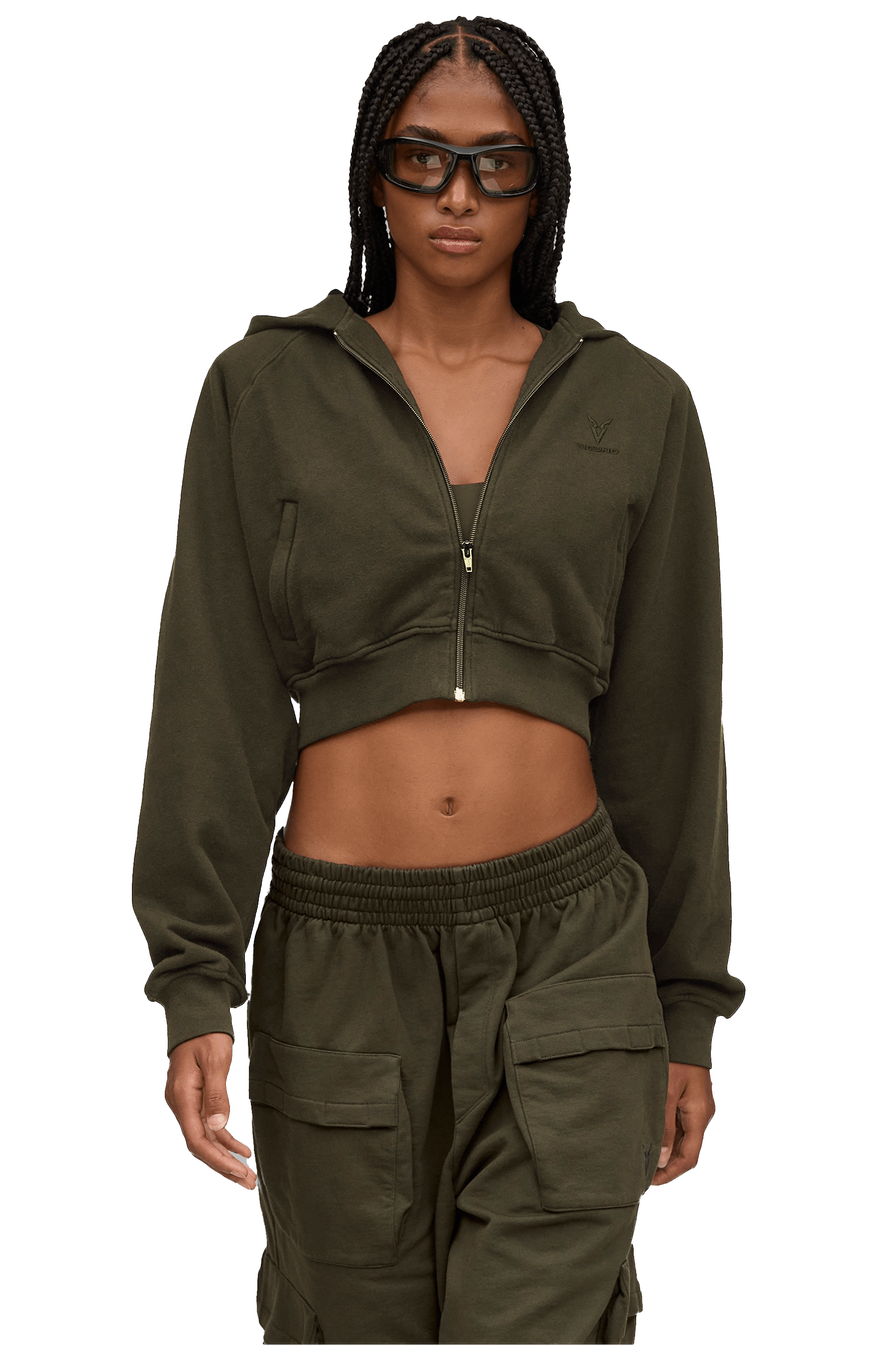 WOMEN'S BOXY ZIP HOODIE - Khaki | VEYND