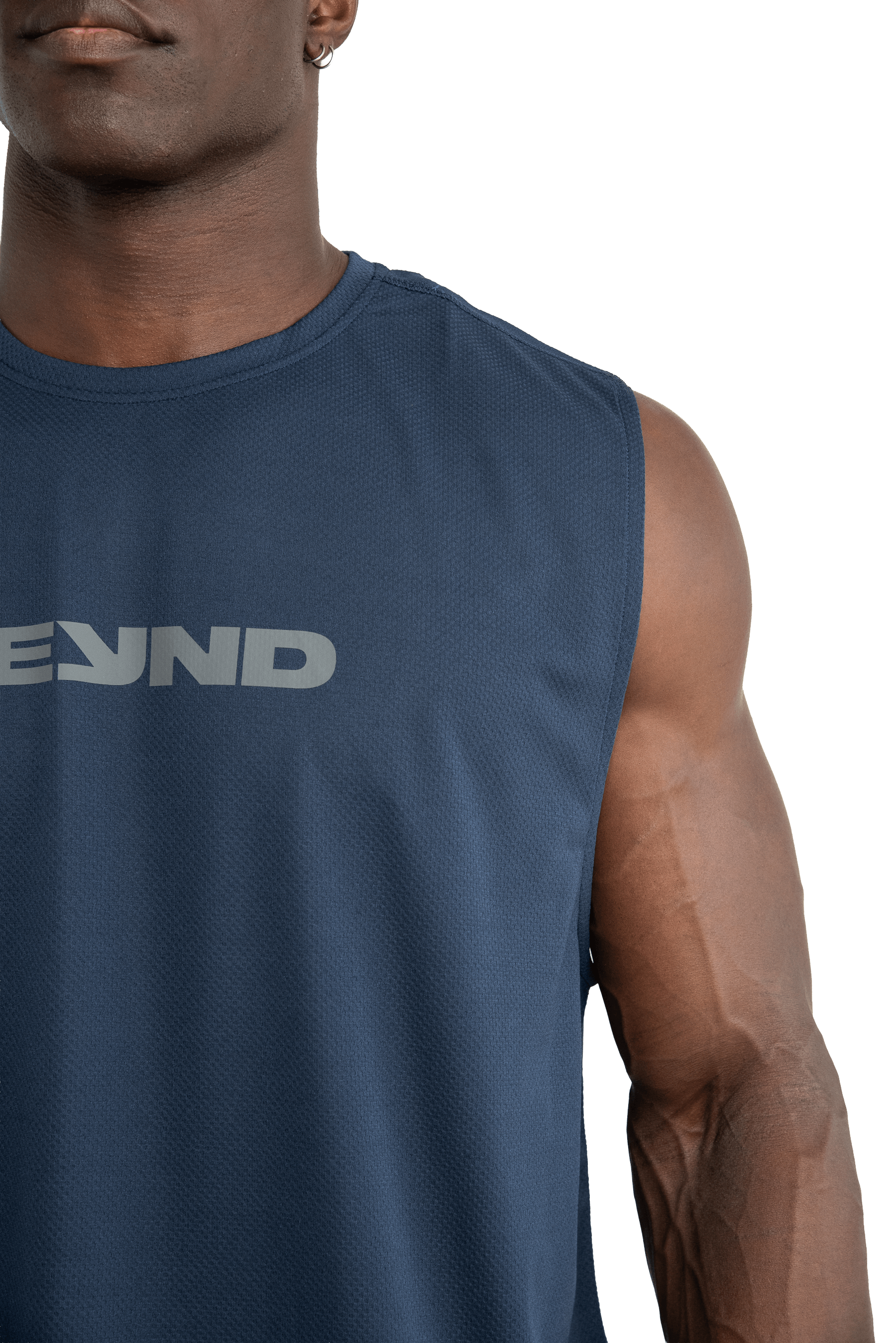 BOXY SLEEVELESS T-SHIRT V-GRAPHIC - Navy