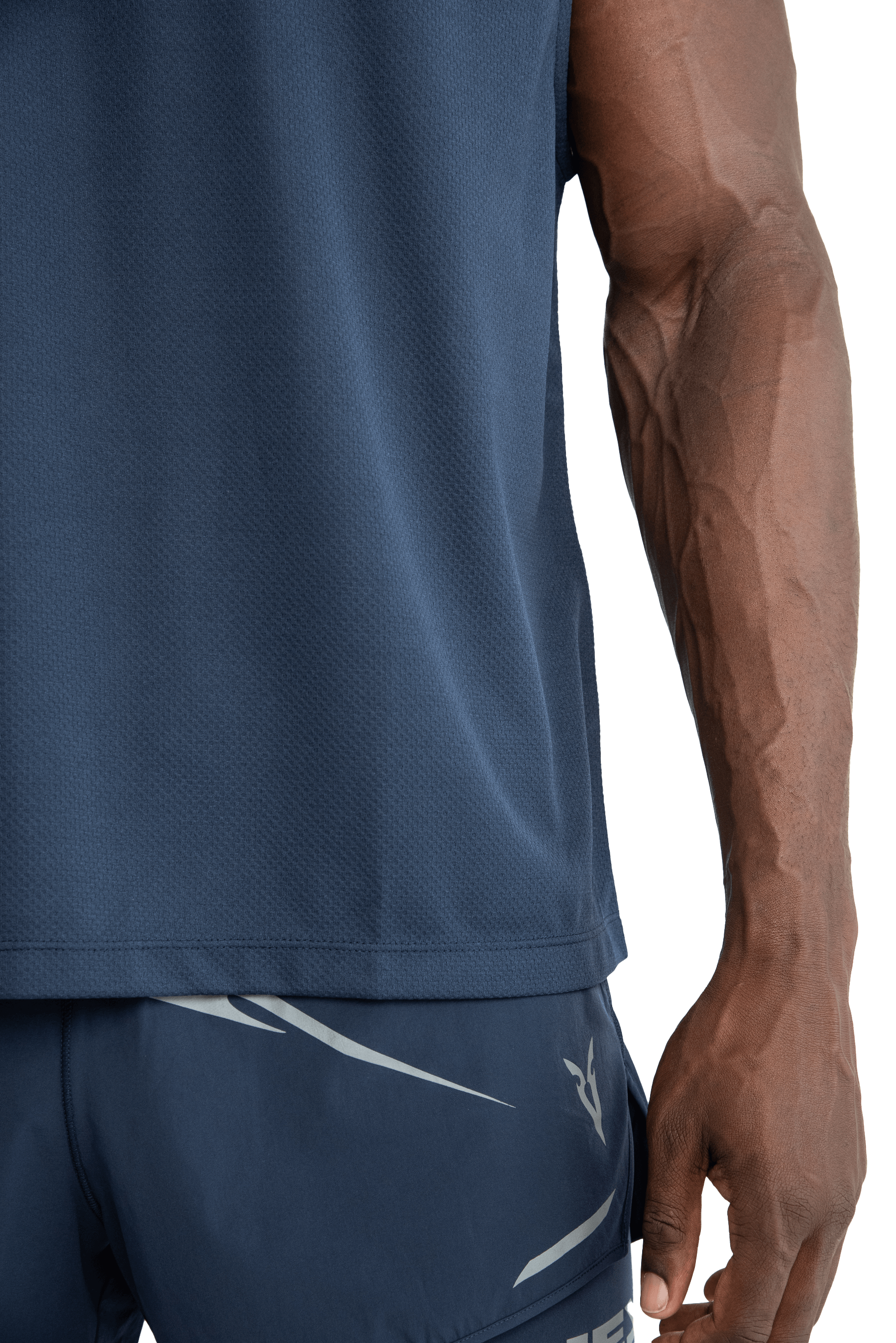 BOXY SLEEVELESS T-SHIRT V-GRAPHIC - Navy