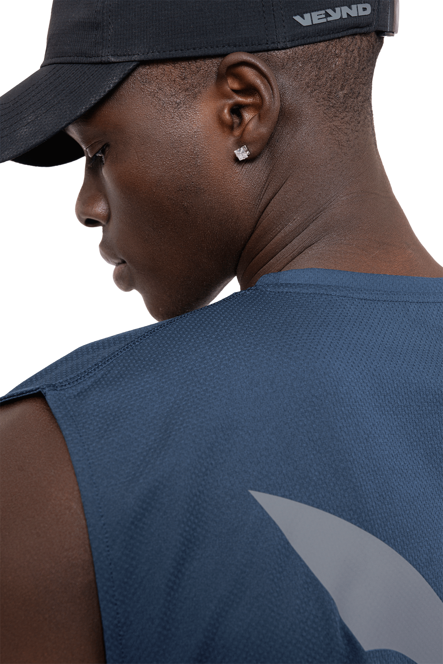 BOXY SLEEVELESS T-SHIRT V-GRAPHIC - Navy