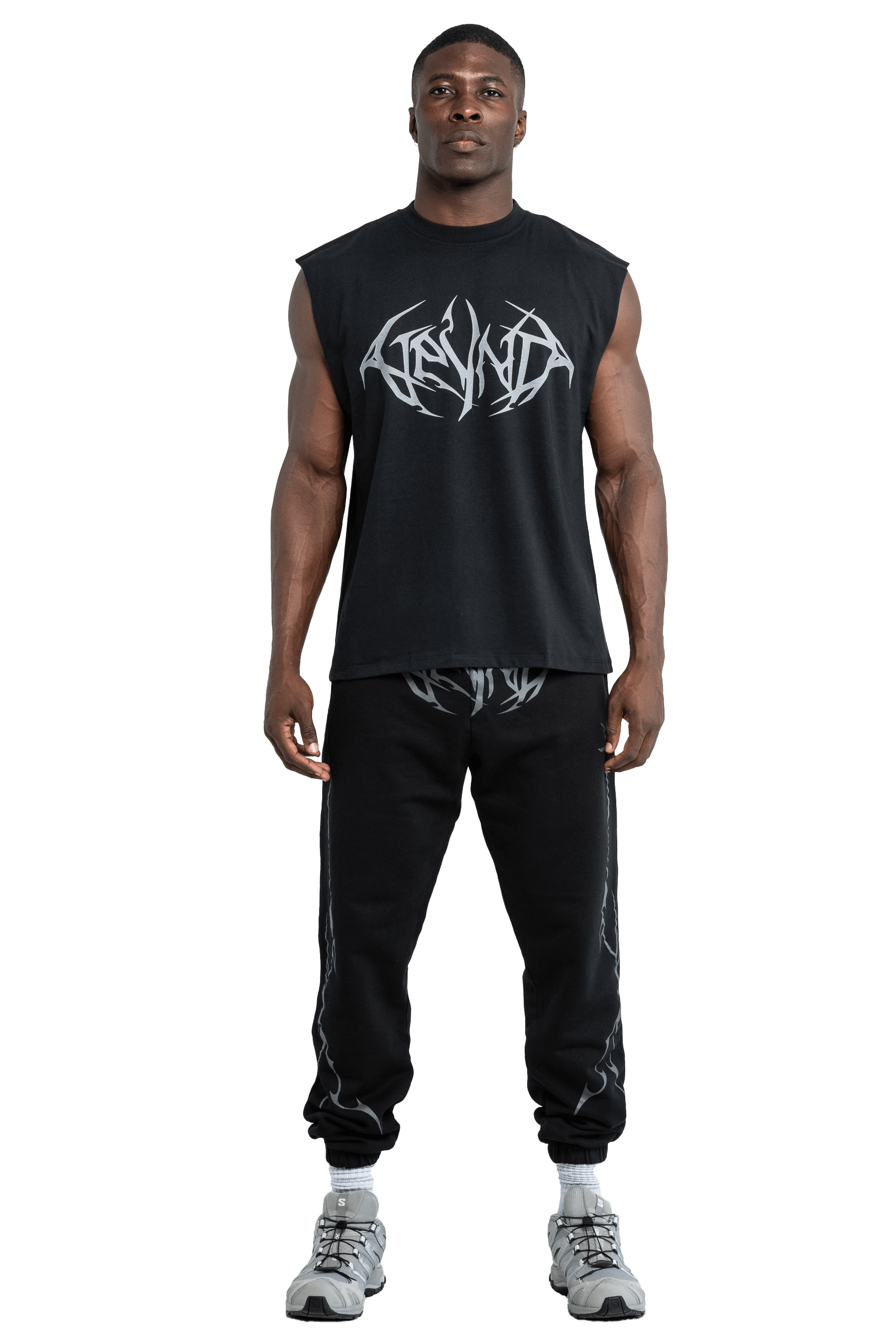 SLEEVELESS T-SHIRT GRAY VEINS GRAPHIC- Black