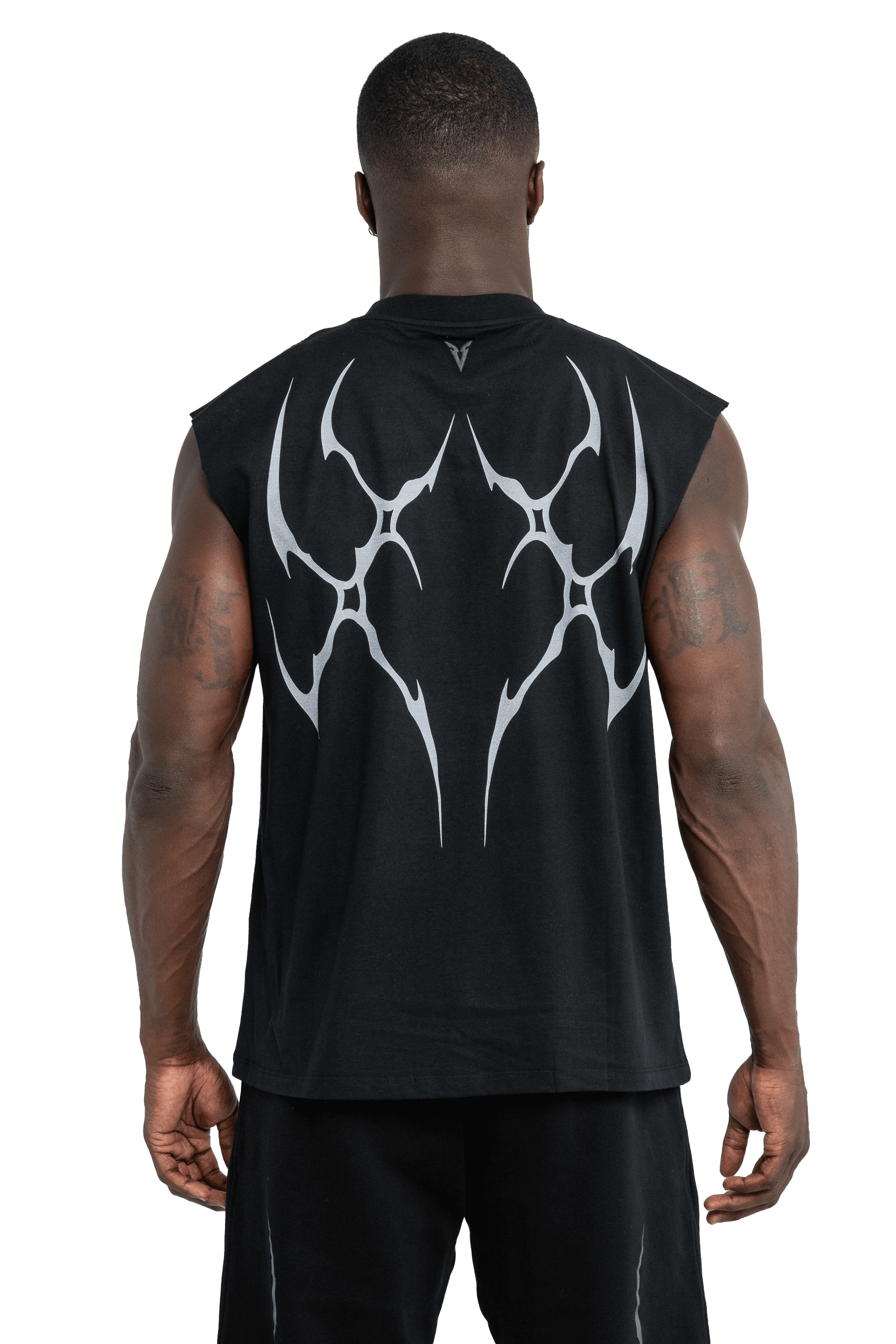 SLEEVELESS T-SHIRT GRAY VEINS GRAPHIC- Black