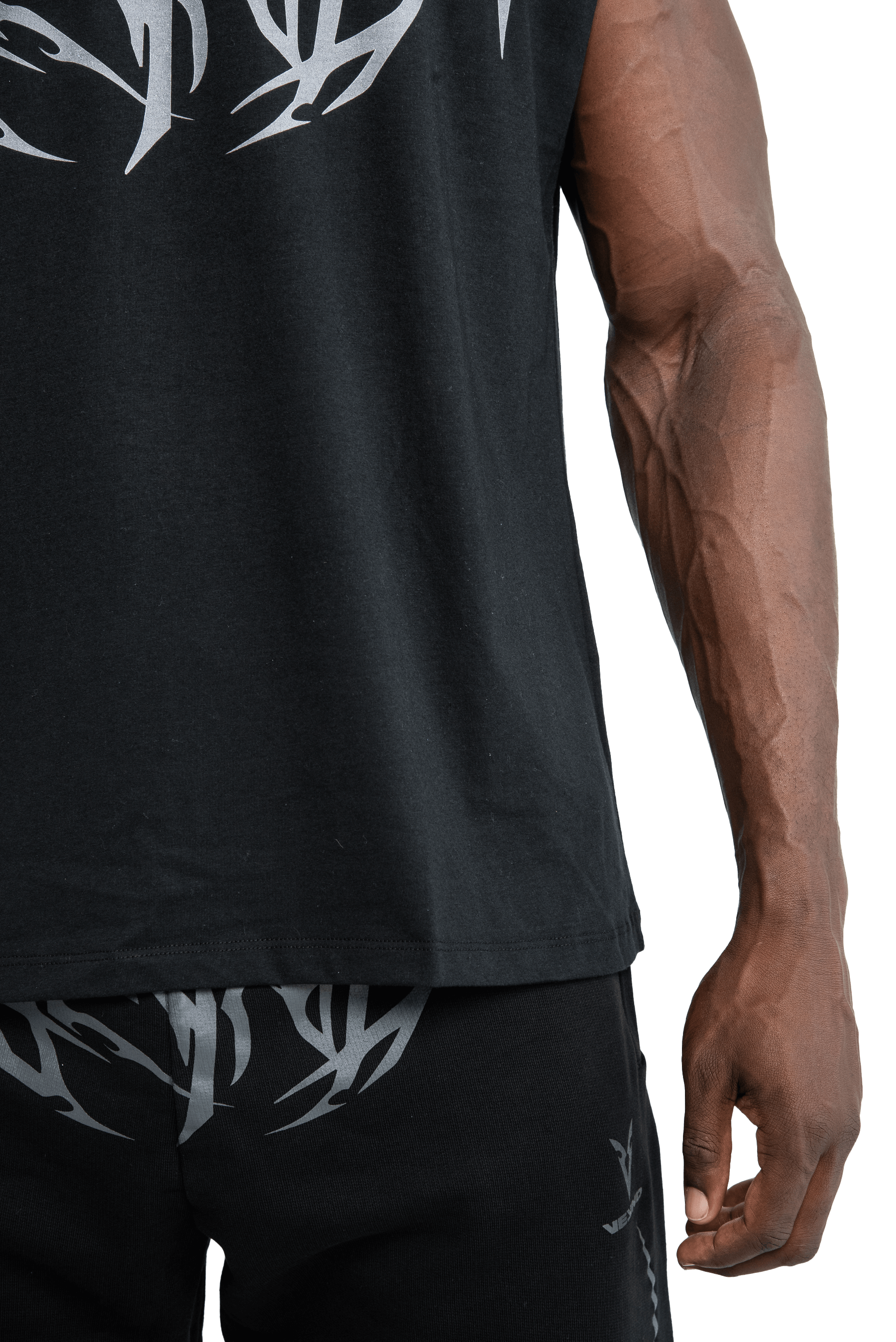 SLEEVELESS T-SHIRT GRAY VEINS GRAPHIC- Black