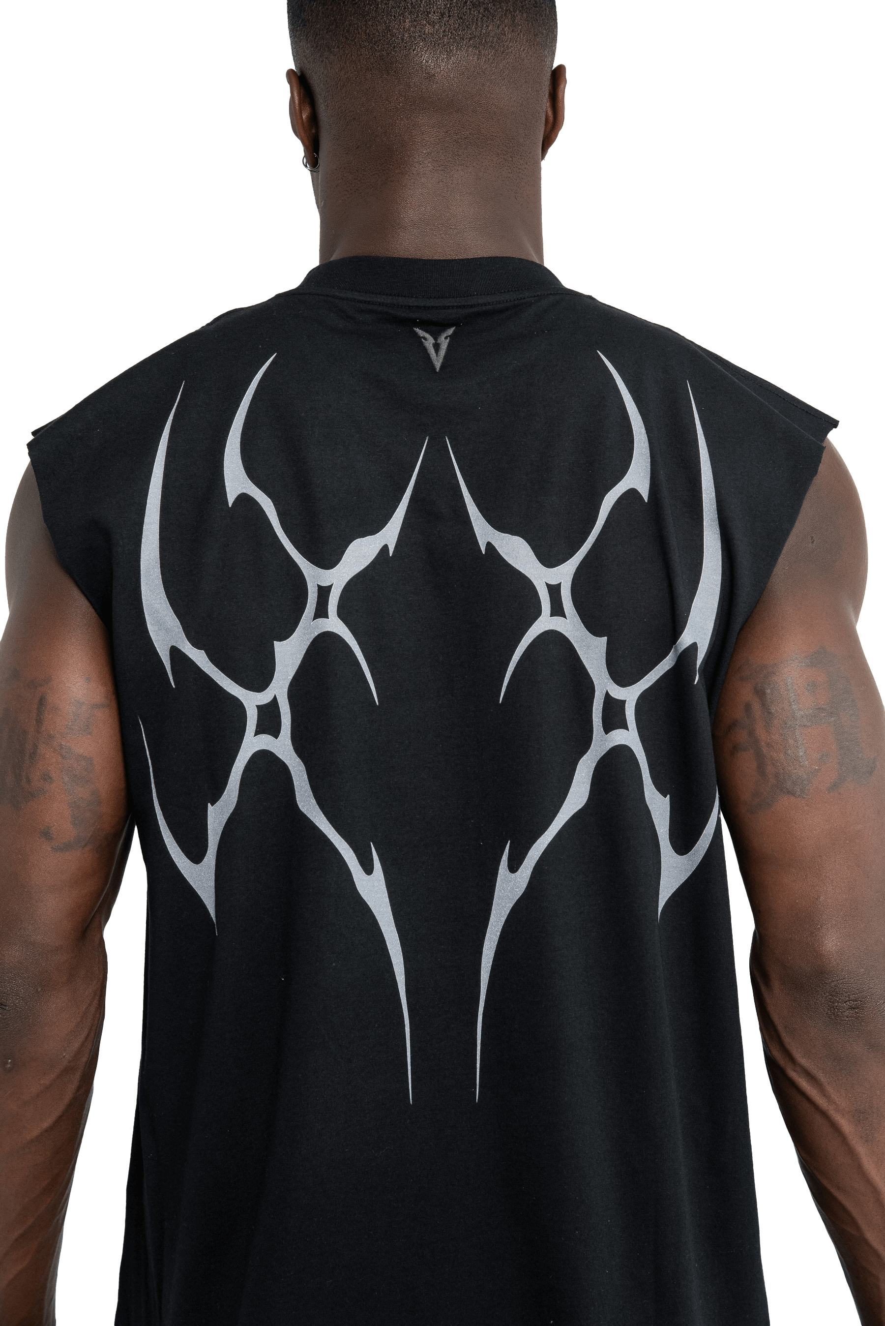 SLEEVELESS T-SHIRT GRAY VEINS GRAPHIC- Black