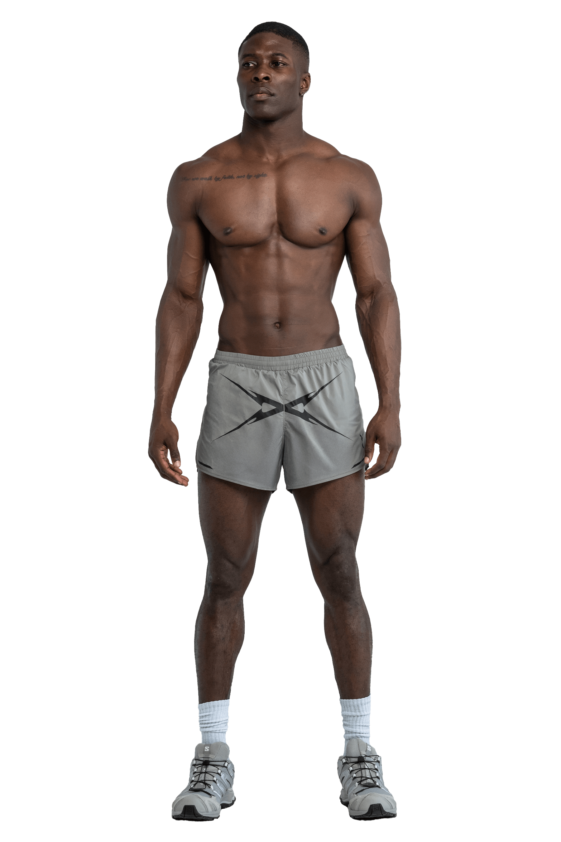 3" RUNNING SHORTS CROSS GRAPHIC - Light Gray