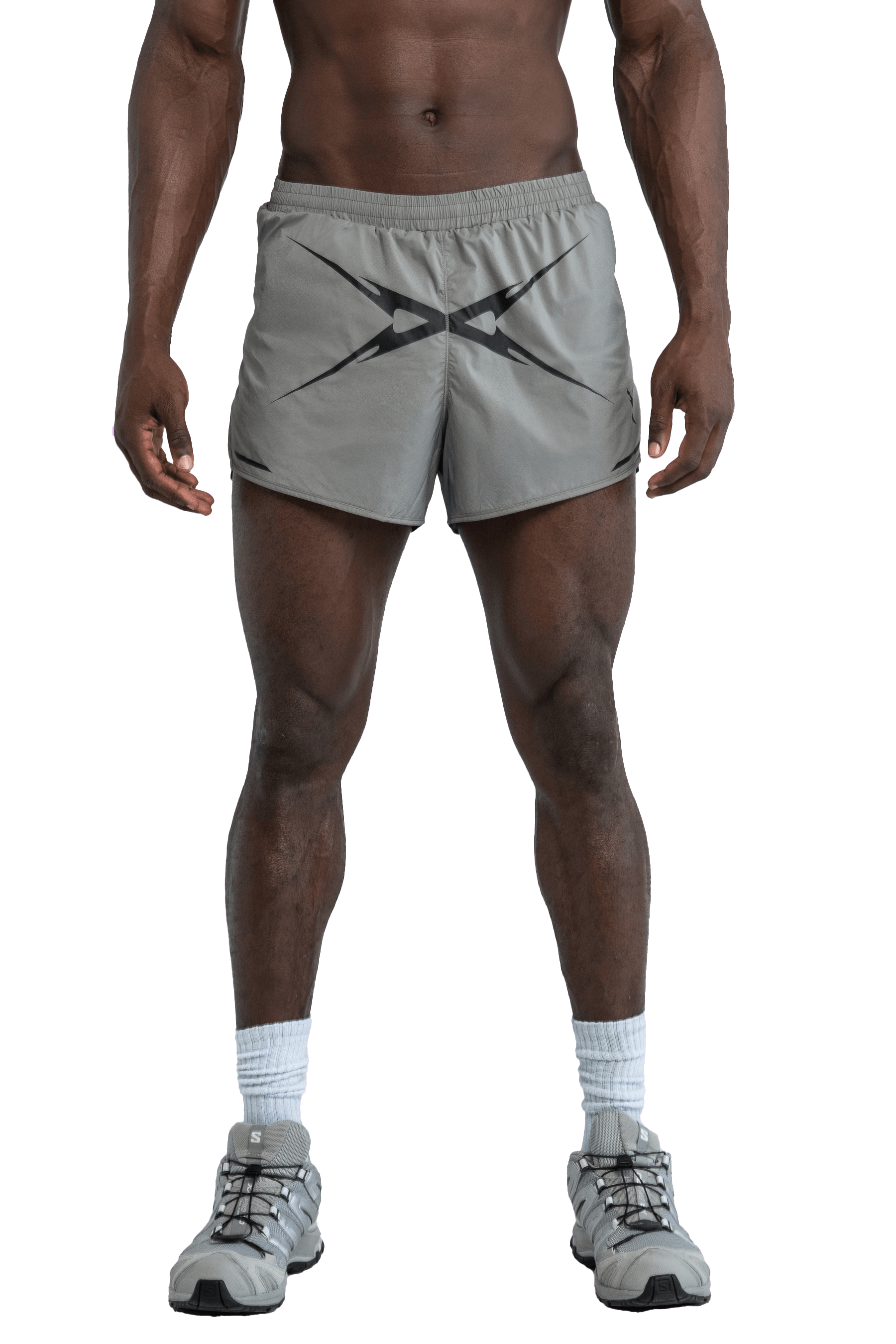 3" RUNNING SHORTS CROSS GRAPHIC - Light Gray