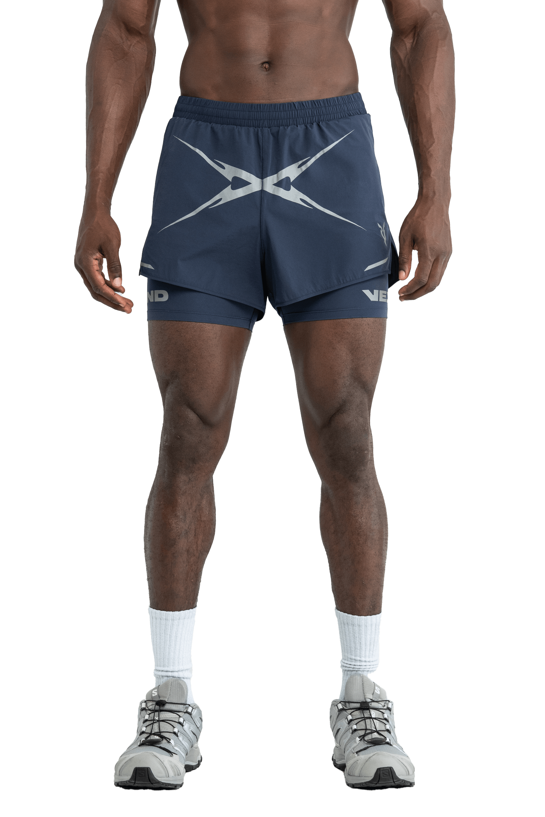 5” 2-IN-1 SHORTS CROSS GRAPHIC - NAVY