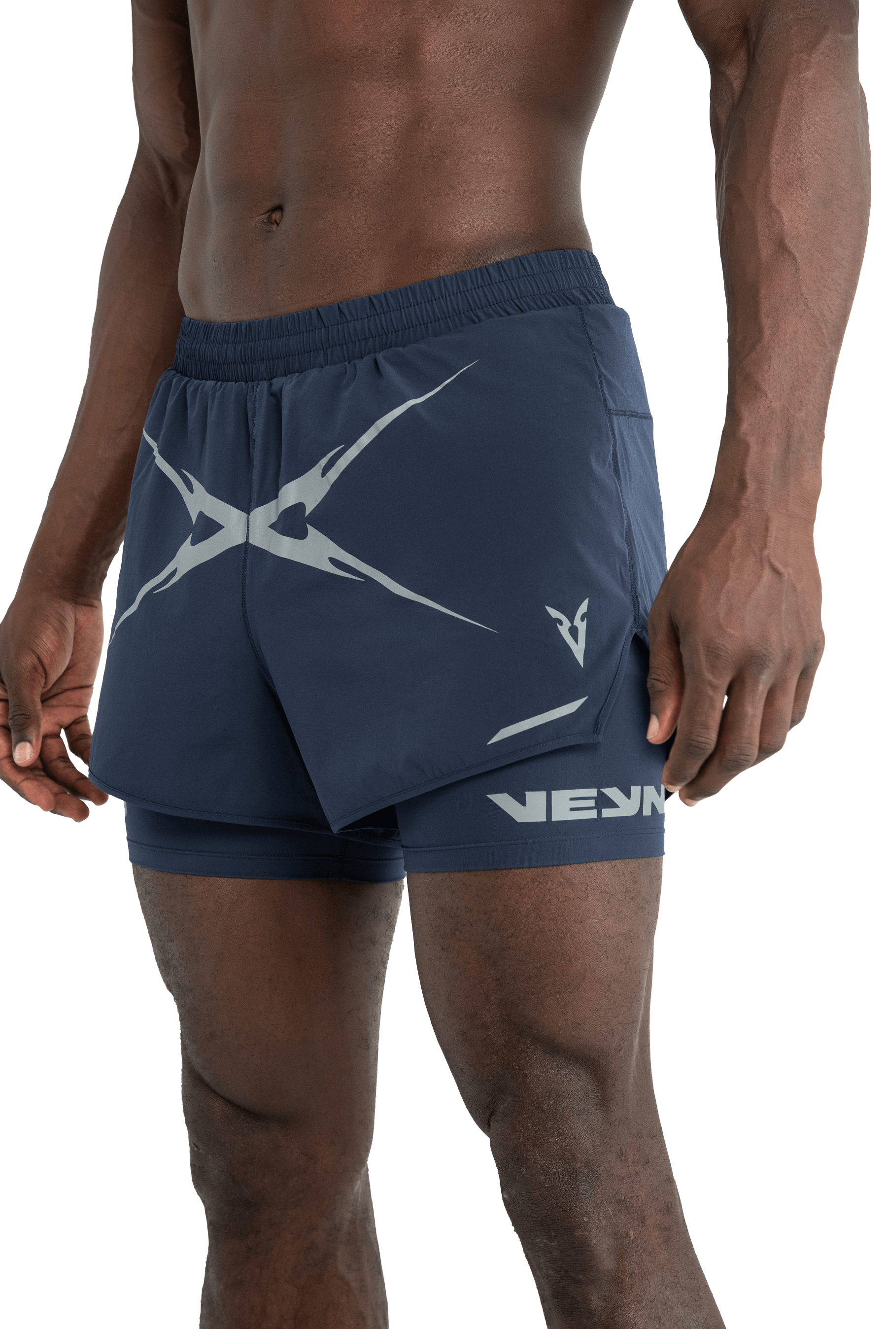 5” 2-IN-1 SHORTS CROSS GRAPHIC - NAVY