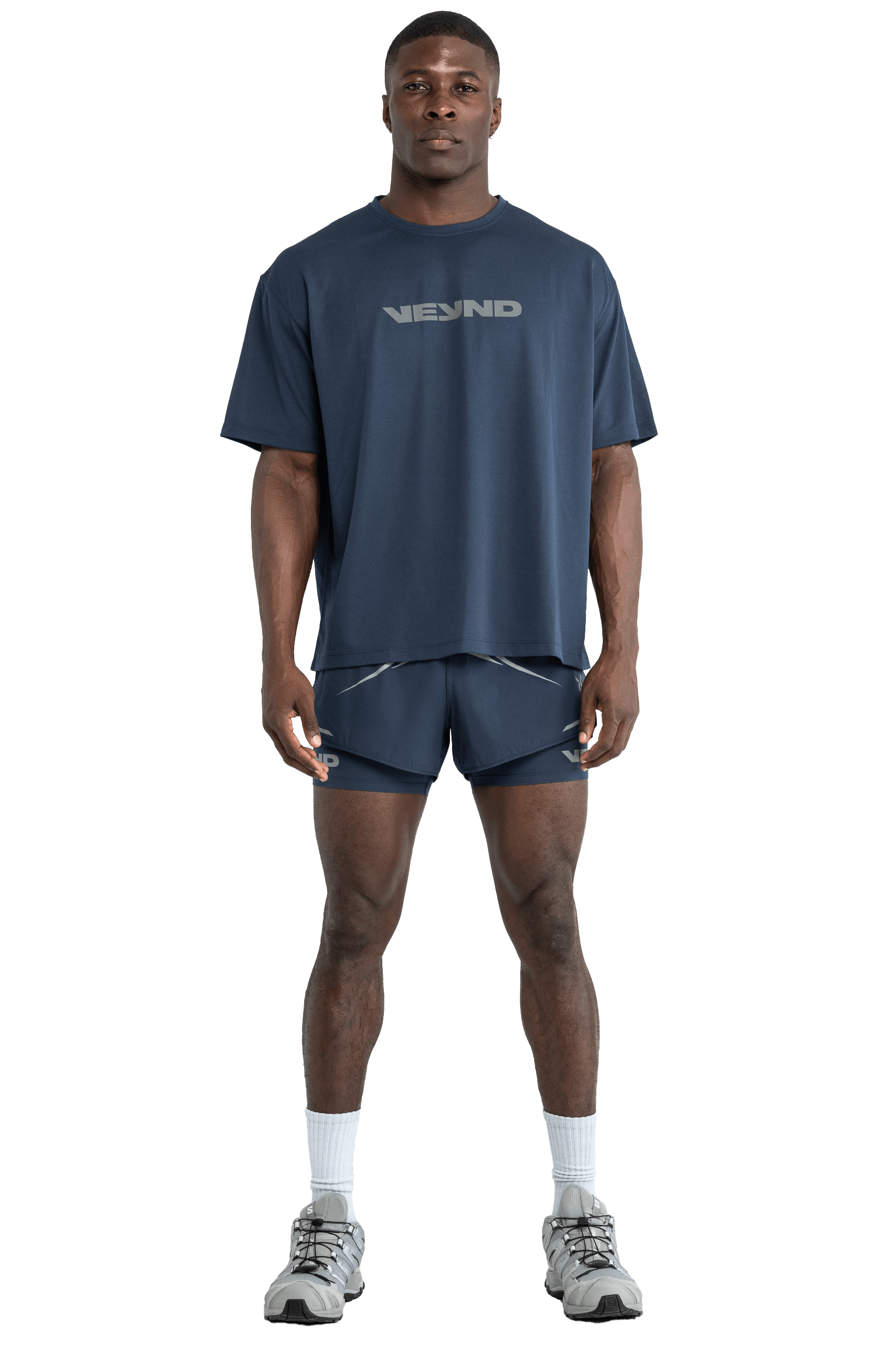 BOXY T-SHIRT V-GRAPHIC - NAVY