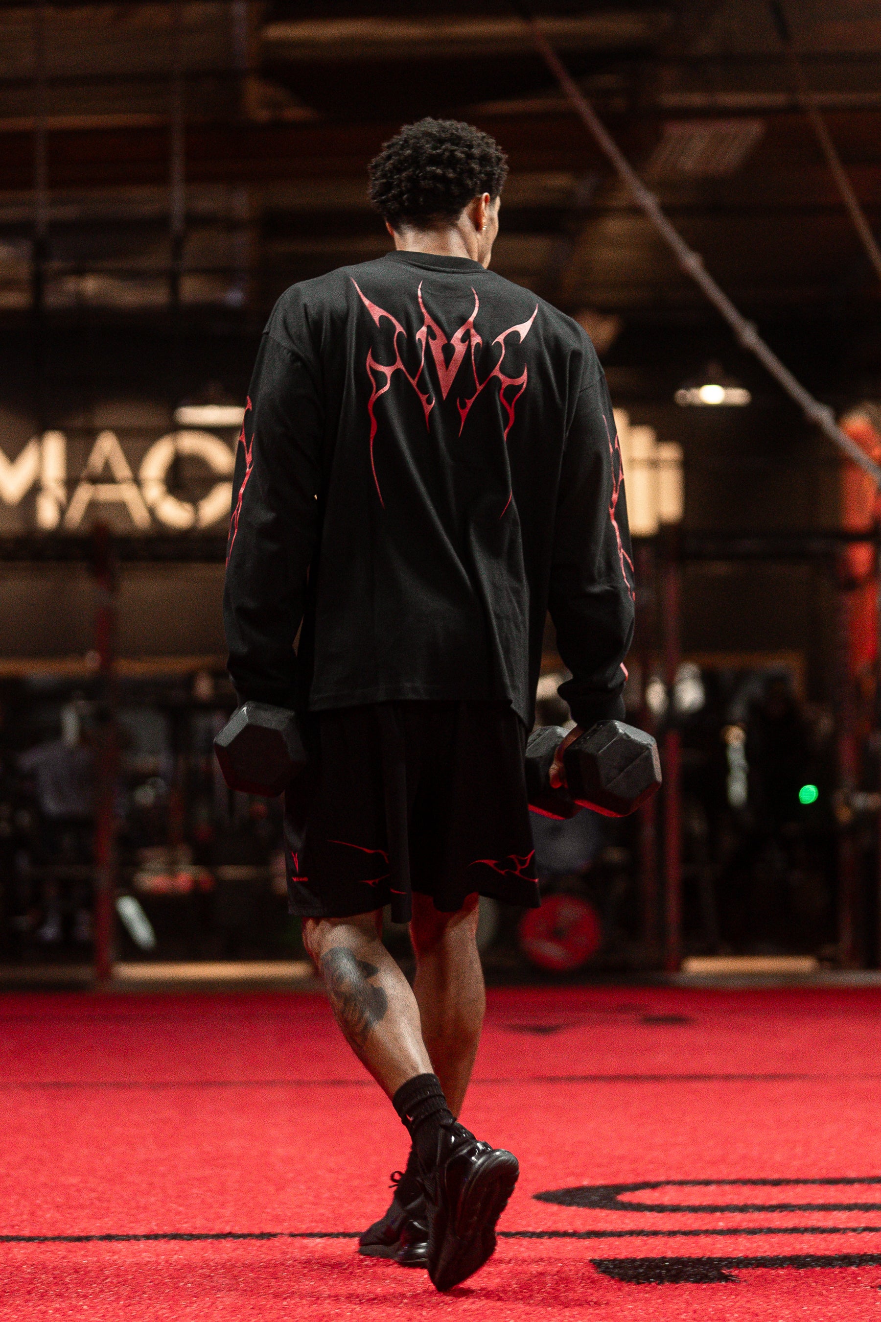 LONG SLEEVE T-SHIRT RED VEINS GRAPHIC - Black