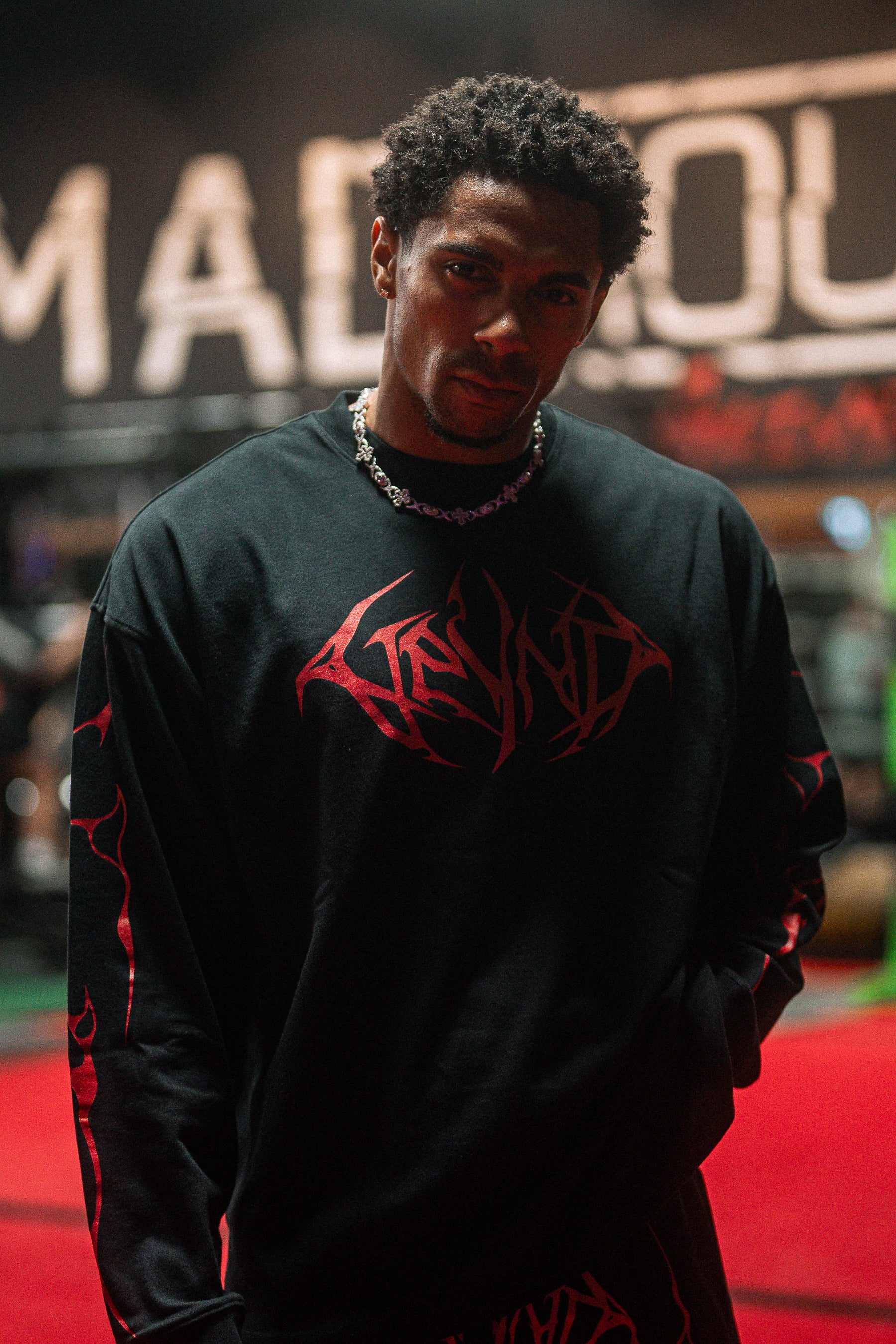 LONG SLEEVE T-SHIRT RED VEINS GRAPHIC - Black