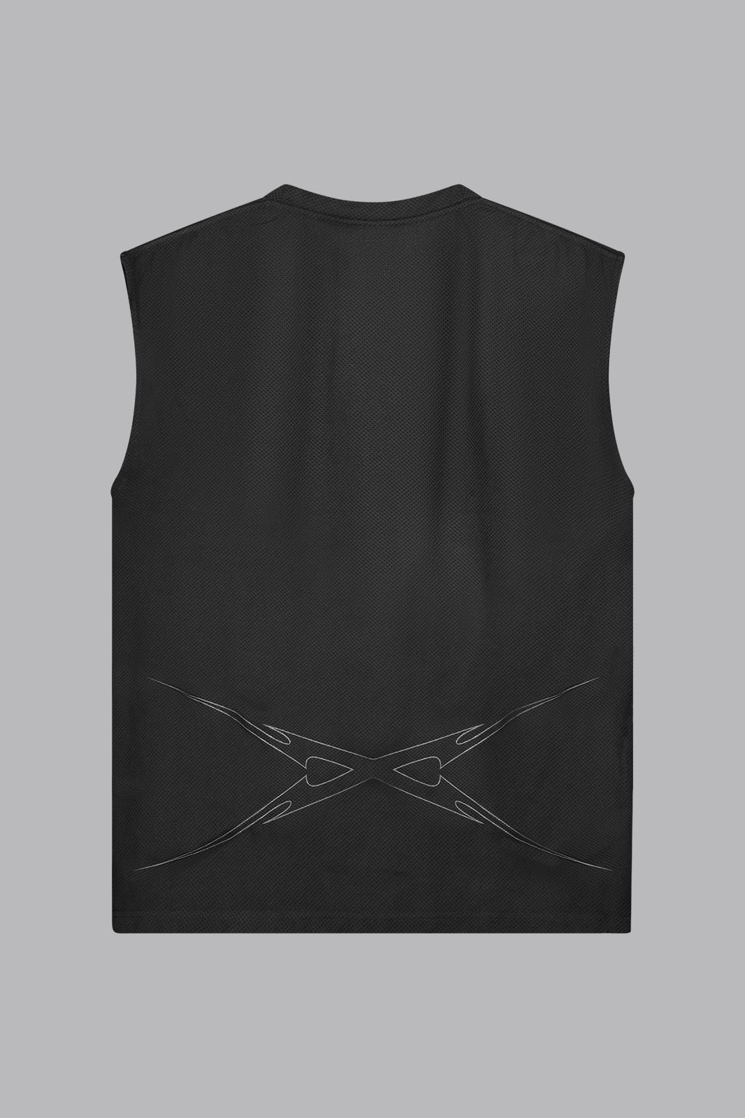 Technical Graphic Sleeveless T-Shirt - Black