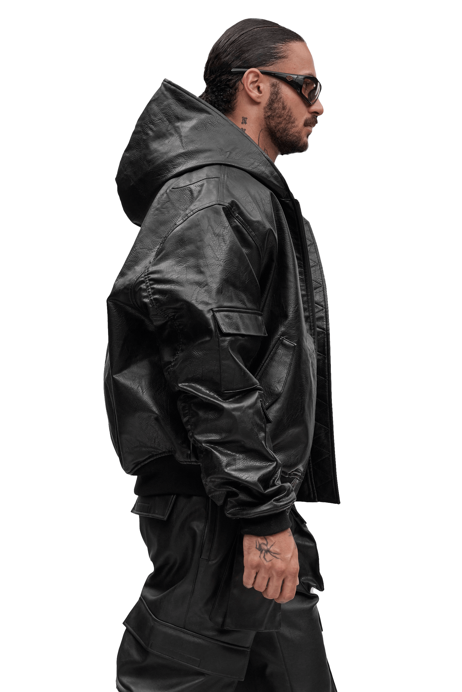 MEN'S LEATHER BOXY BOMBER JACKET - Black | VEYND – Veynd