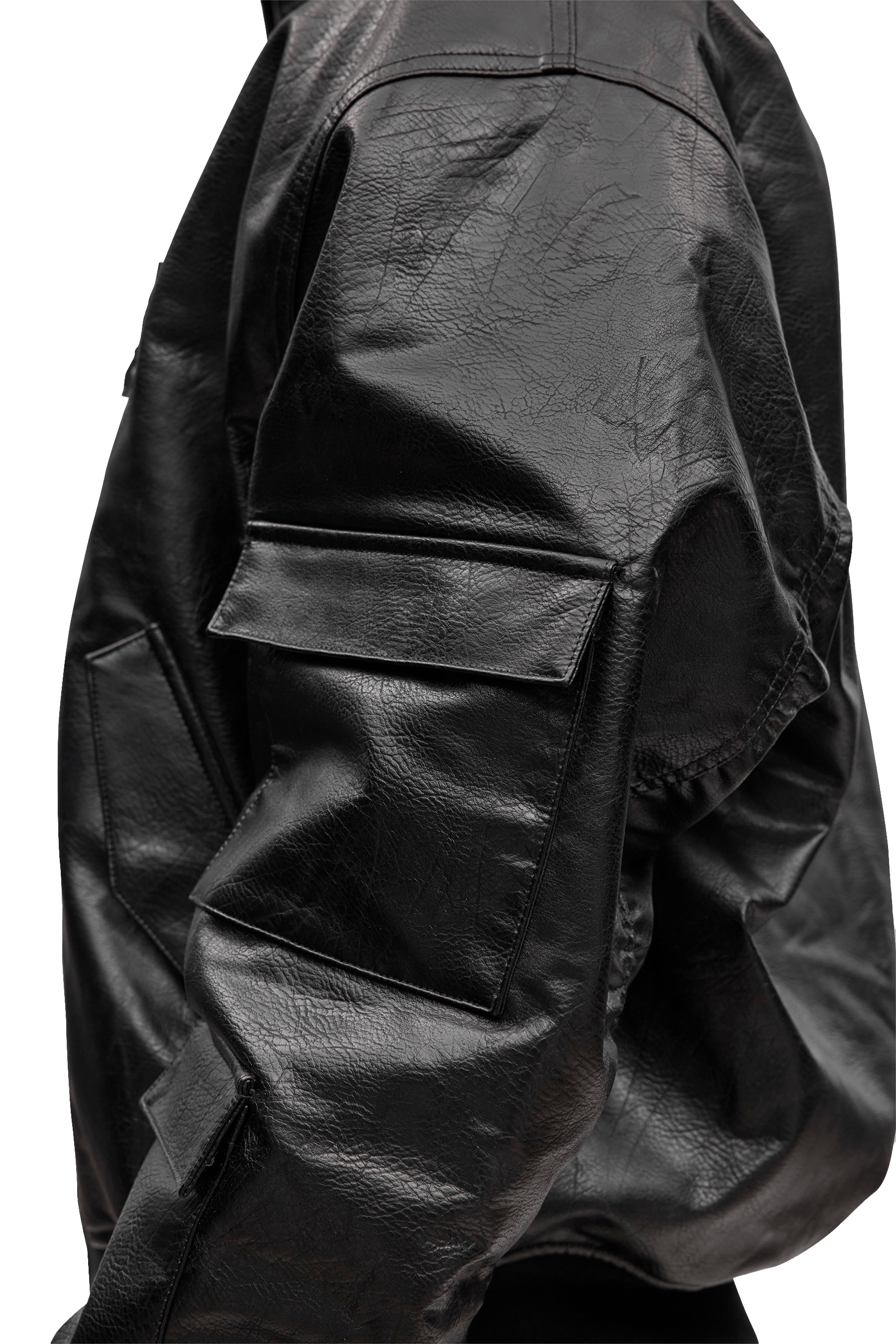 MEN'S LEATHER BOXY BOMBER JACKET - Black | VEYND – Veynd