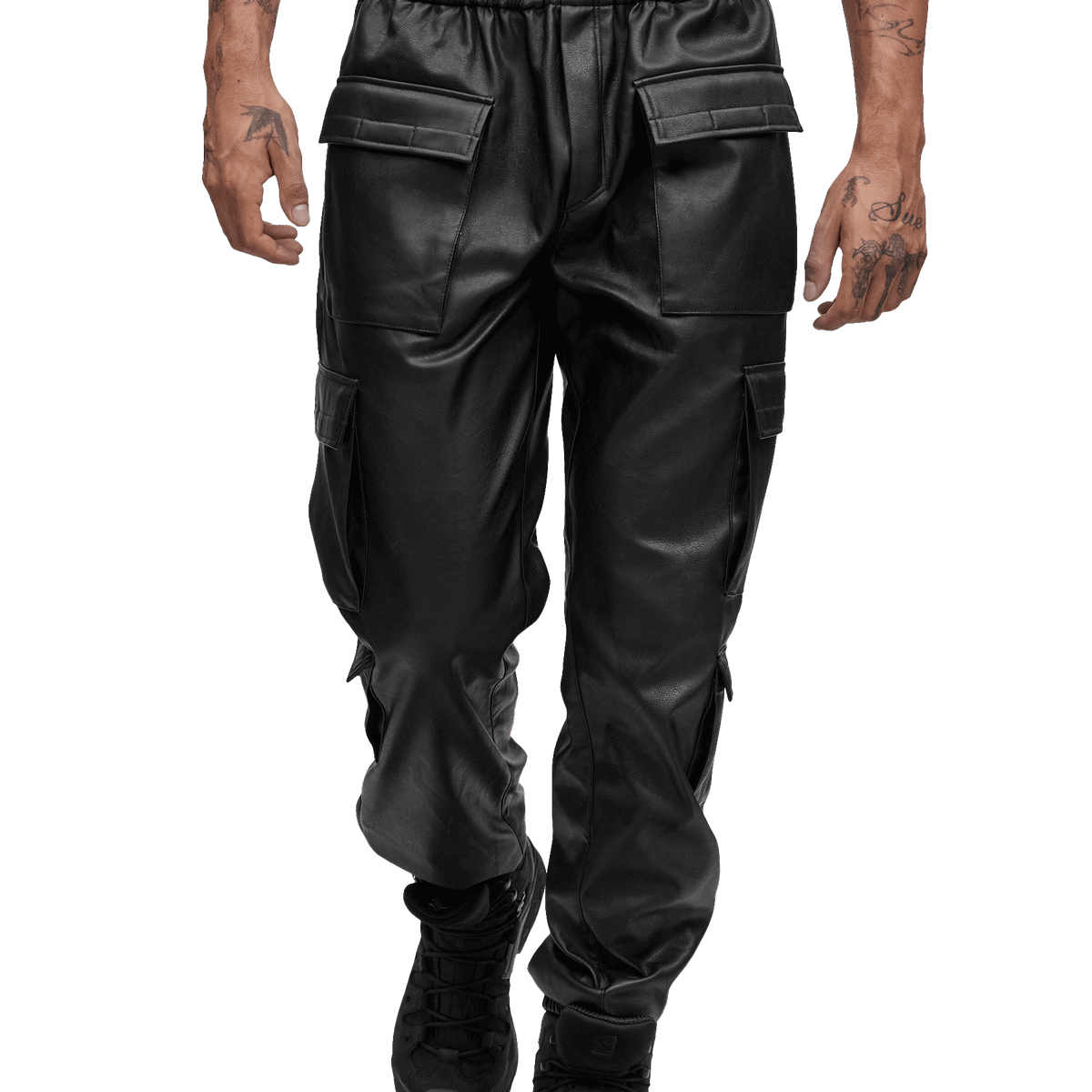 【YOURNUS】Vegan Leather Glossy Cargo Pants YOURNUS】Vegan Leather Glossy Cargo Pants