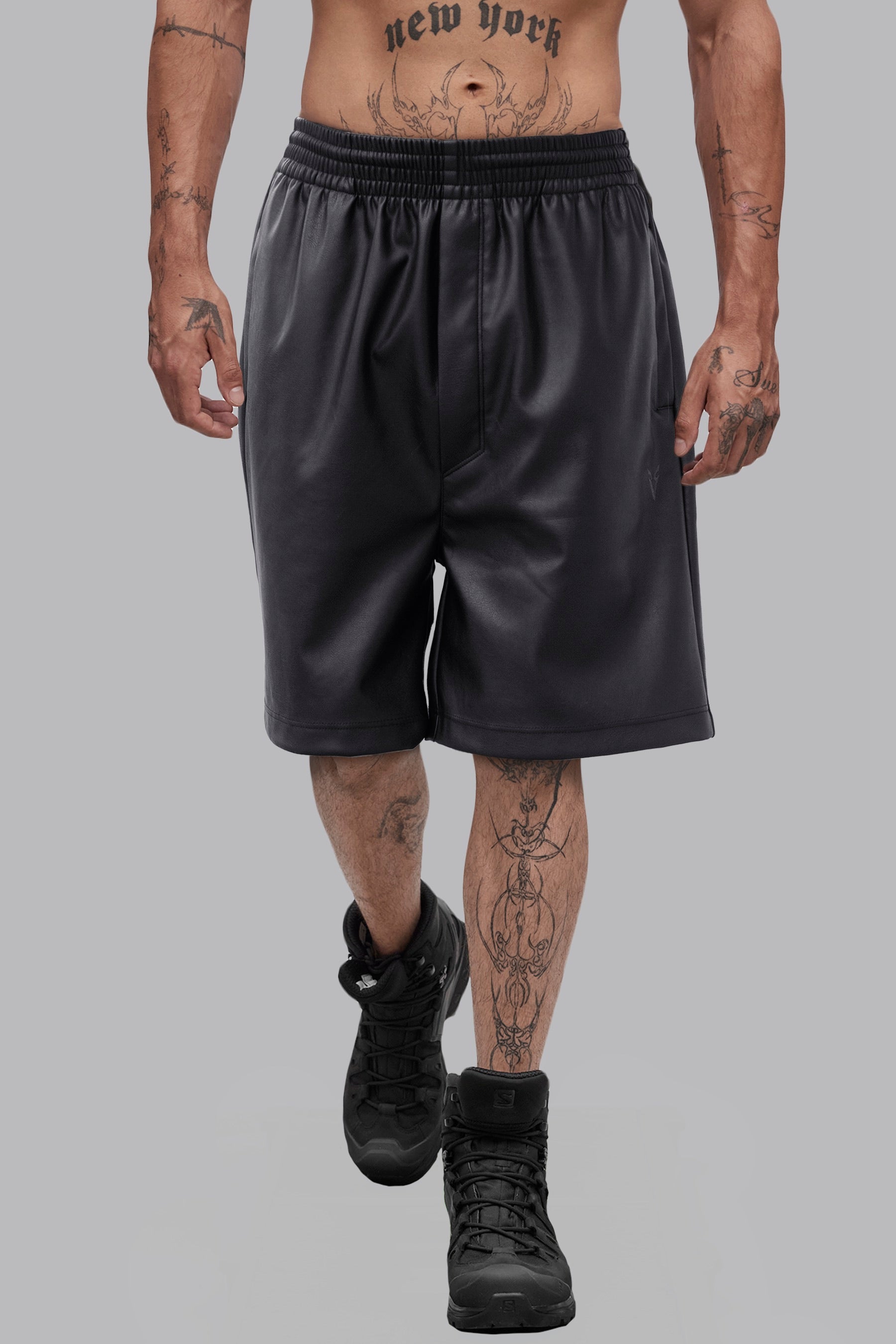 Vegan Leather Shorts - Black