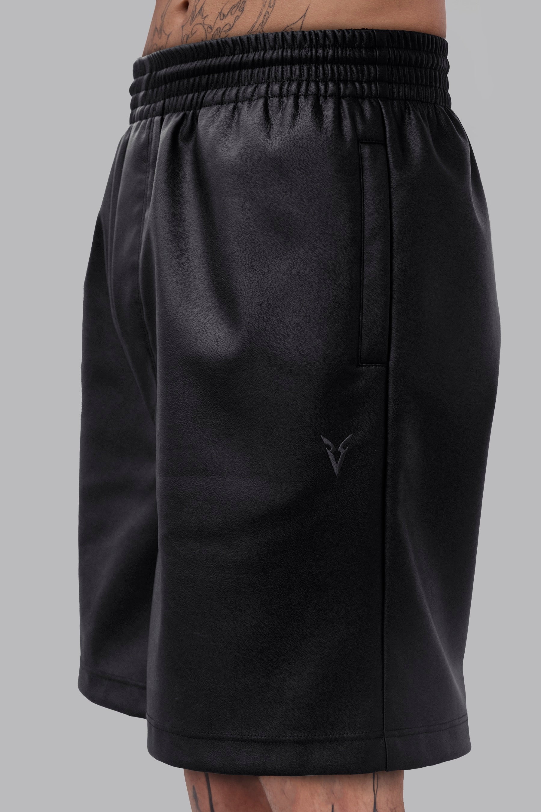 Vegan Leather Shorts - Black