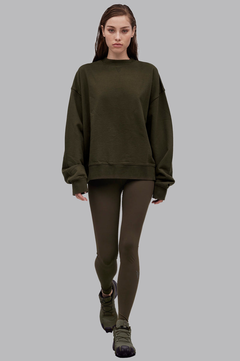 V_LYFE420 BOXY SWEATER - Khaki