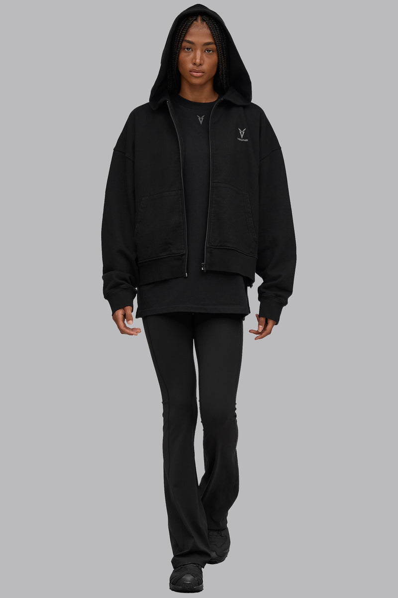 V_LYFE420 BOXY ZIP HOODIE - Black