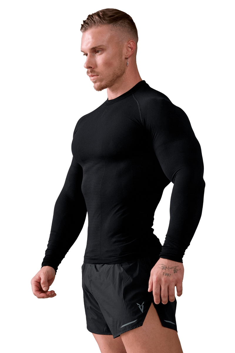 V_BASE SEAMLESS LONG SLEEVED T-SHIRT - Black