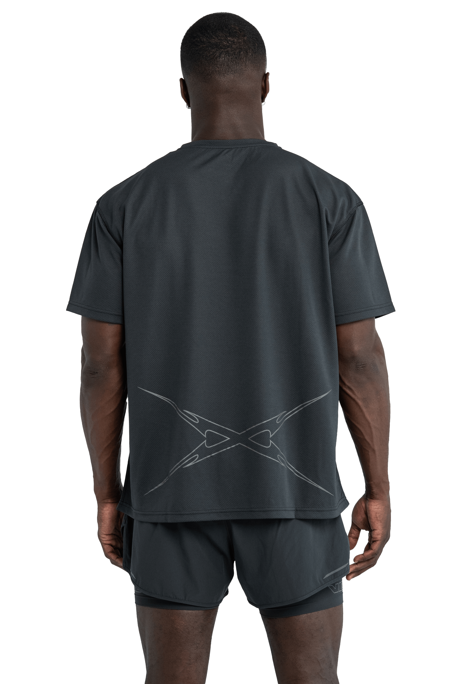 BOXY T-SHIRT CROSS GRAPHIC - Dark Gray