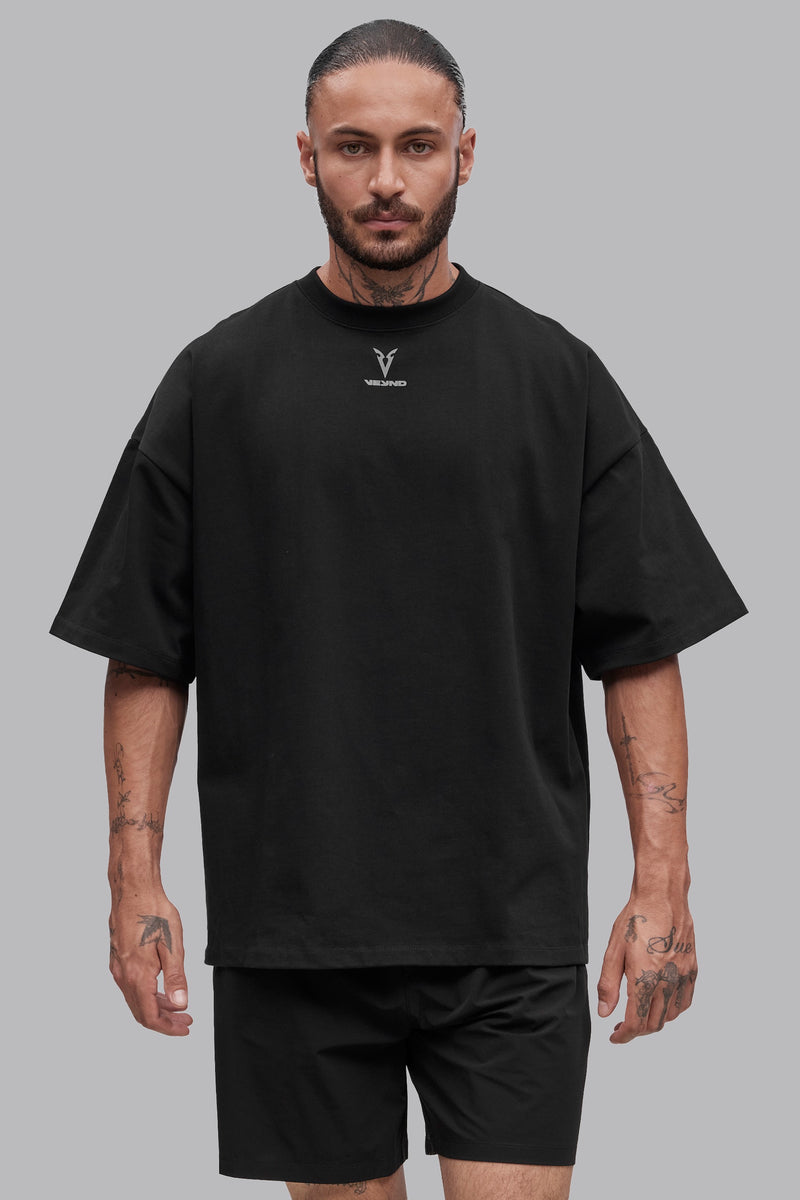 V_LYFE370 SPINE GRAPHIC BOXY T-SHIRT - Black