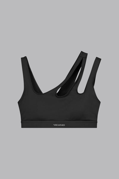 Veynd Asymmetric Detail Sports Bra - Black