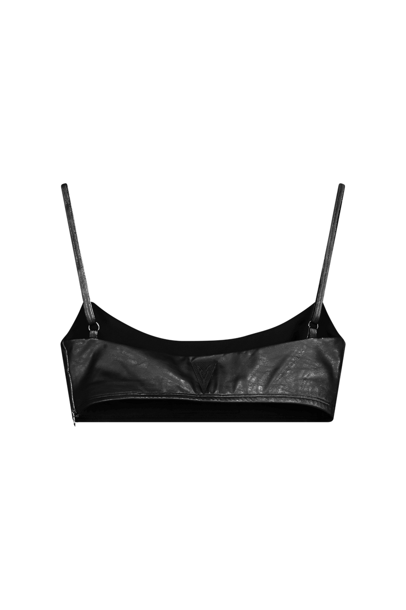 V_GAN LEATHER BRALETTE - Black