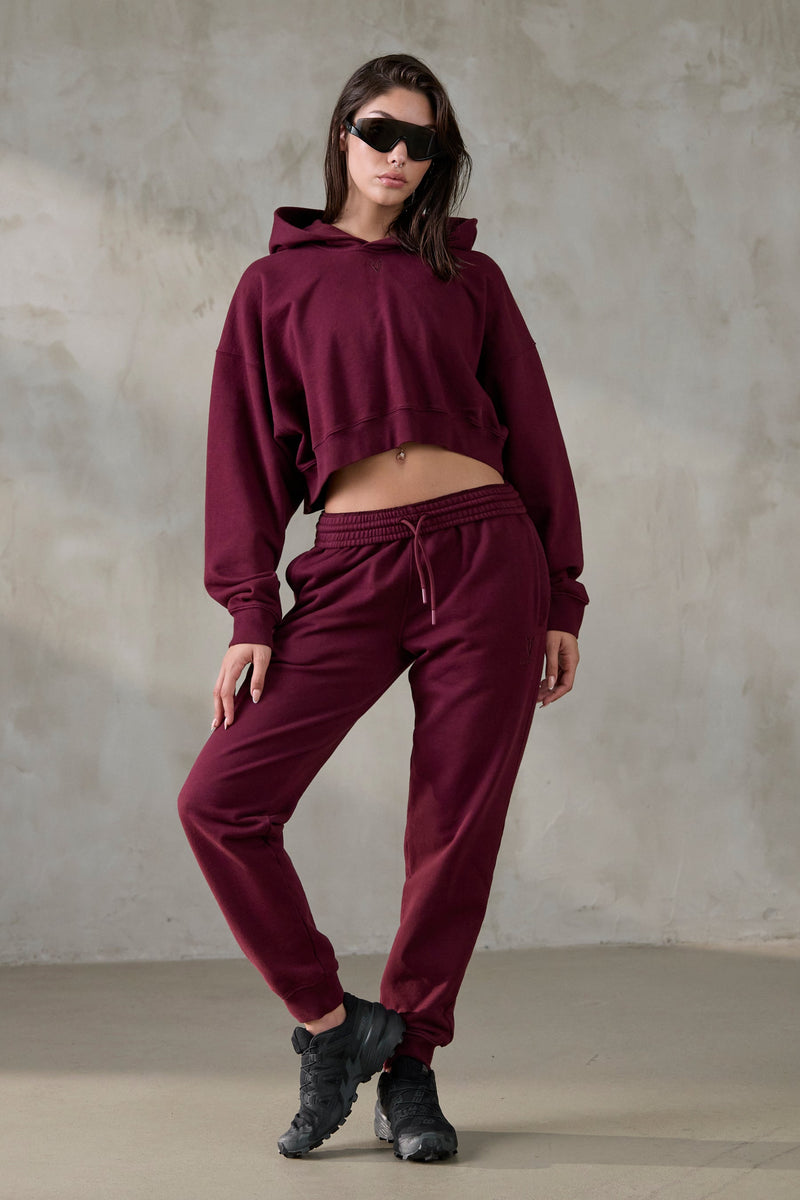 V_LYFE420 BOXY HOODIE - Burgundy