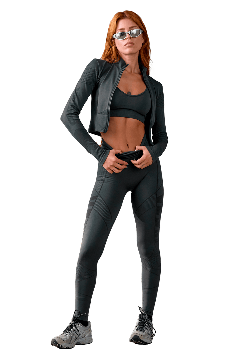 CROPPED JACKET SEAMLESS - Dark Gray