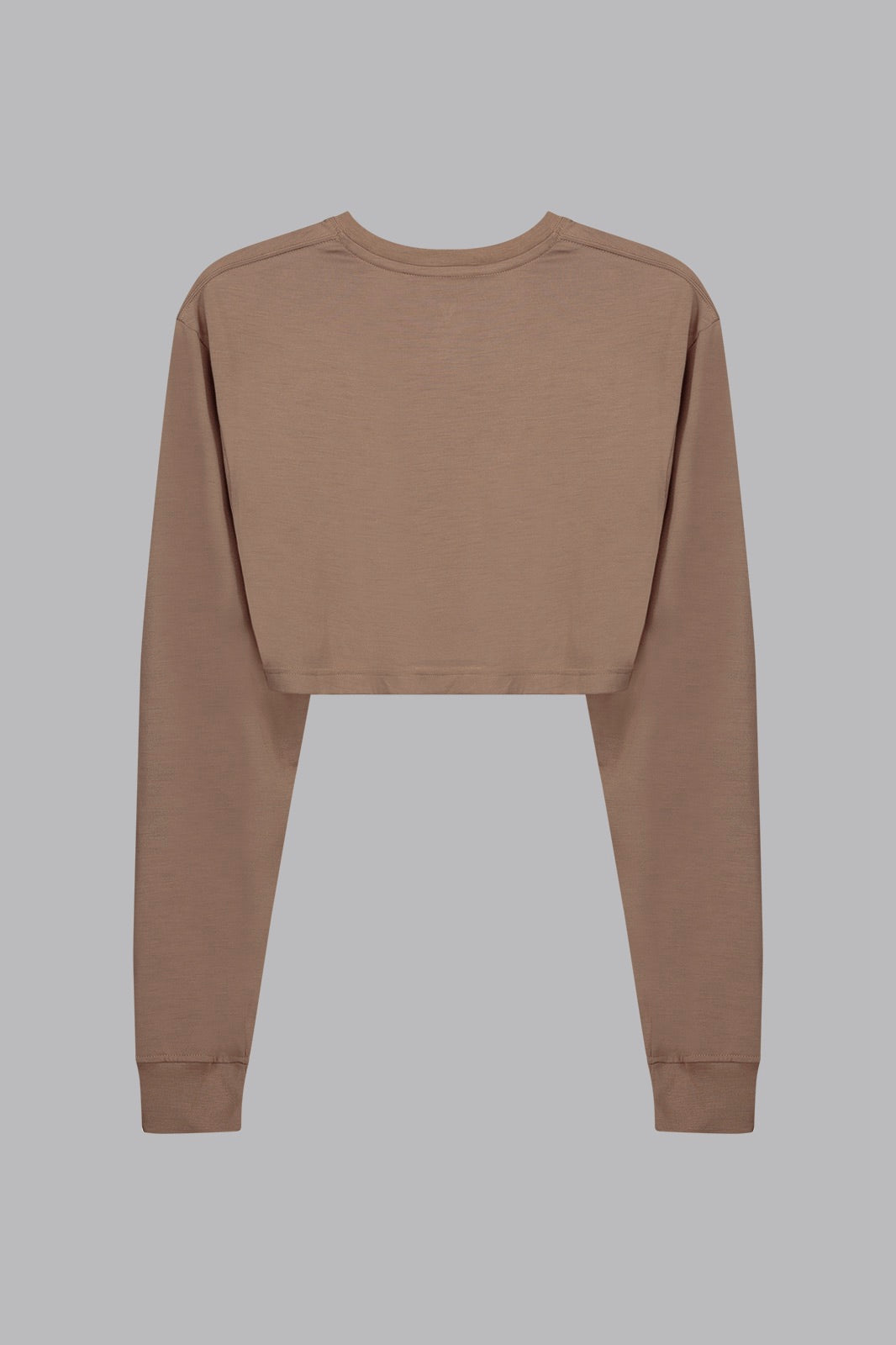 Signature Long Sleeved Cropped T-Shirt - Beige