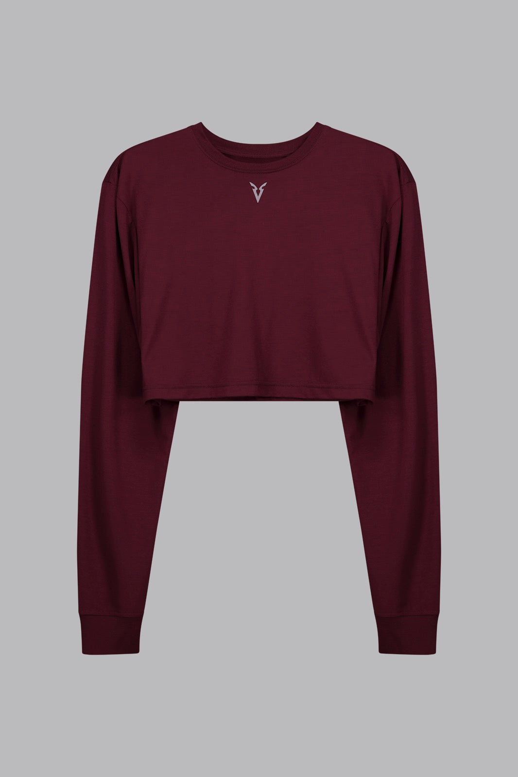 Signature Long Sleeved Cropped T-Shirt - Burgundy