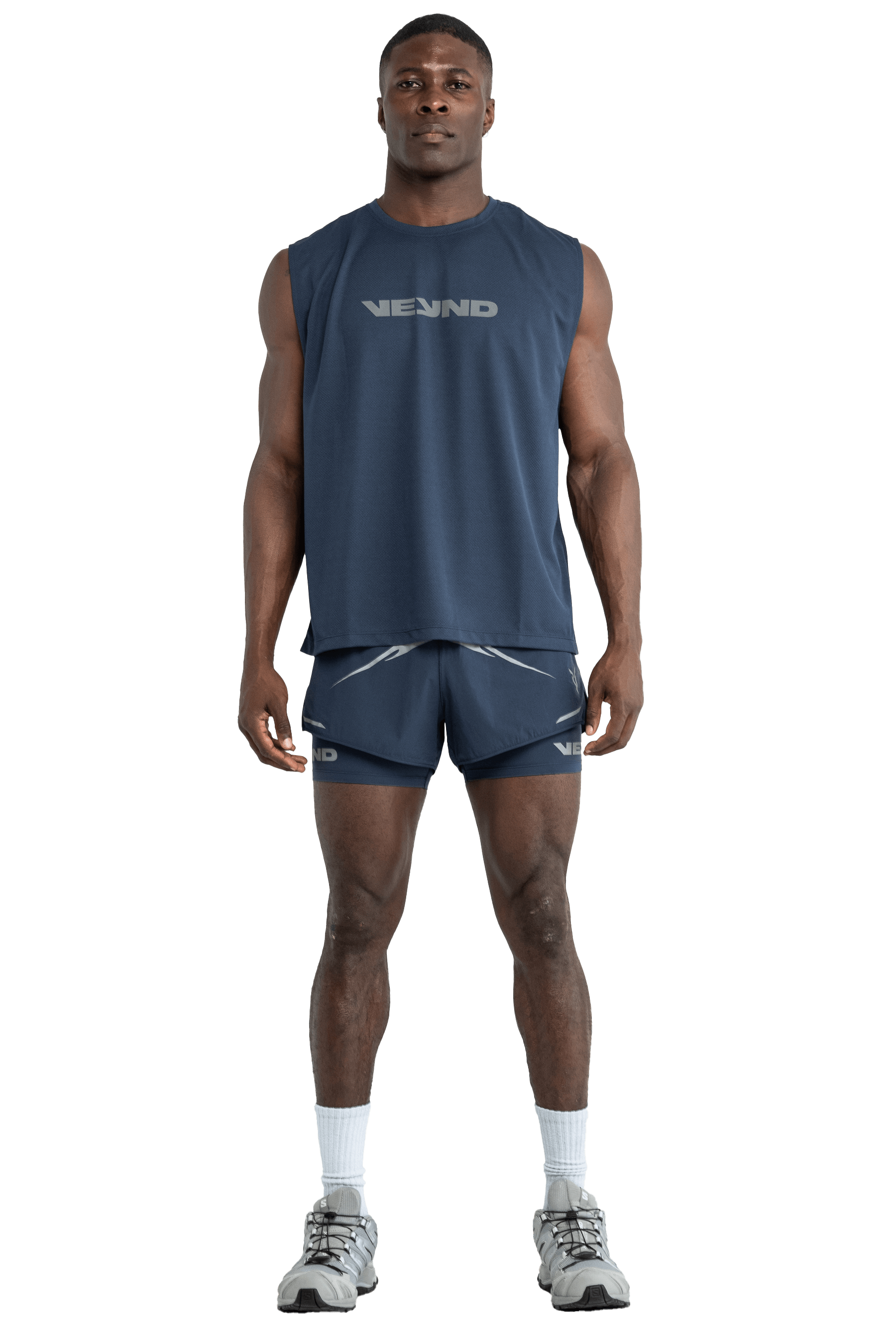 BOXY SLEEVELESS T-SHIRT V-GRAPHIC  - Navy