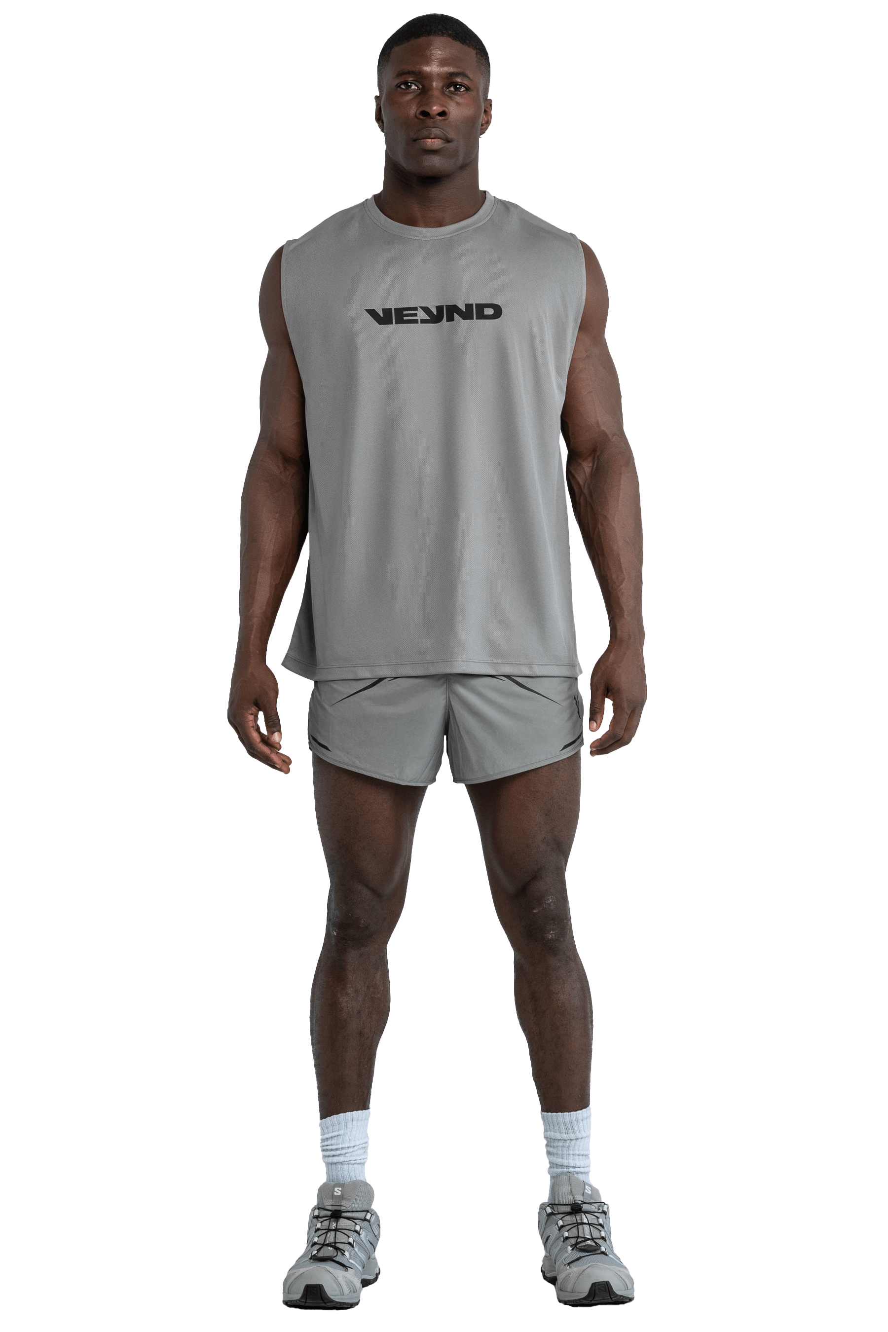 BOXY SLEEVELESS T-SHIRT V-GRAPHIC  - Light Gray