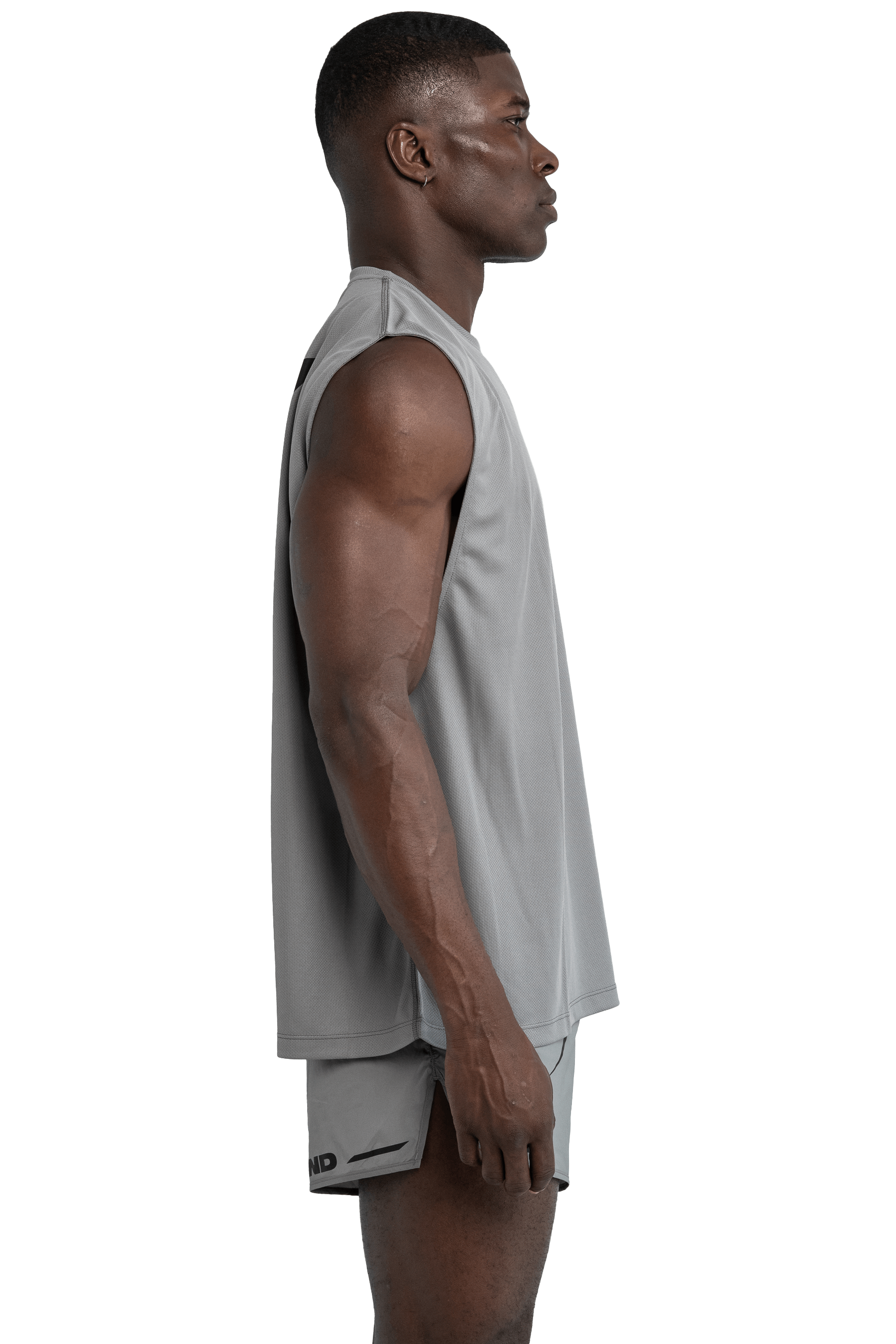 BOXY SLEEVELESS T-SHIRT V-GRAPHIC  - Light Gray