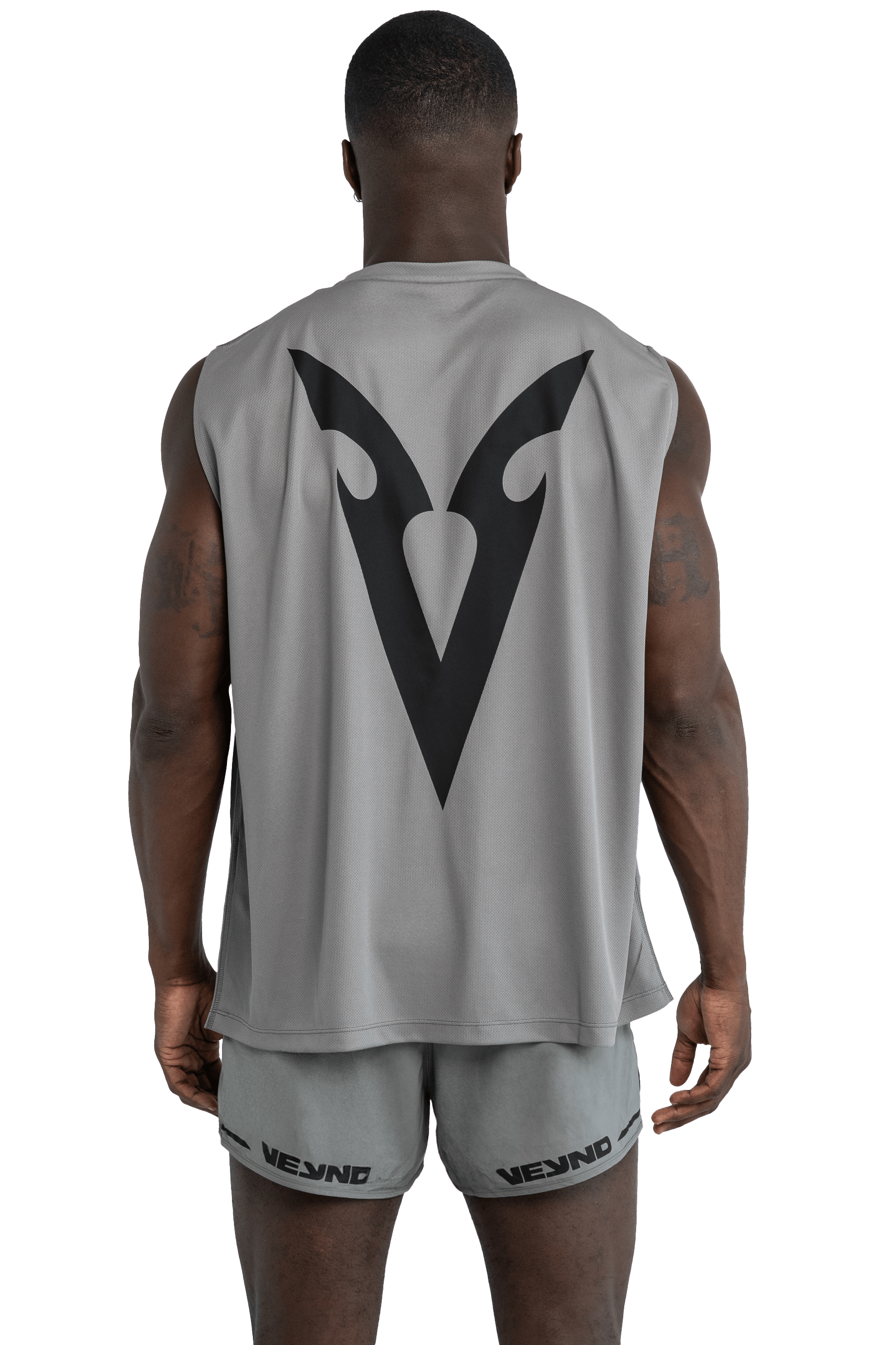 BOXY SLEEVELESS T-SHIRT V-GRAPHIC  - Light Gray