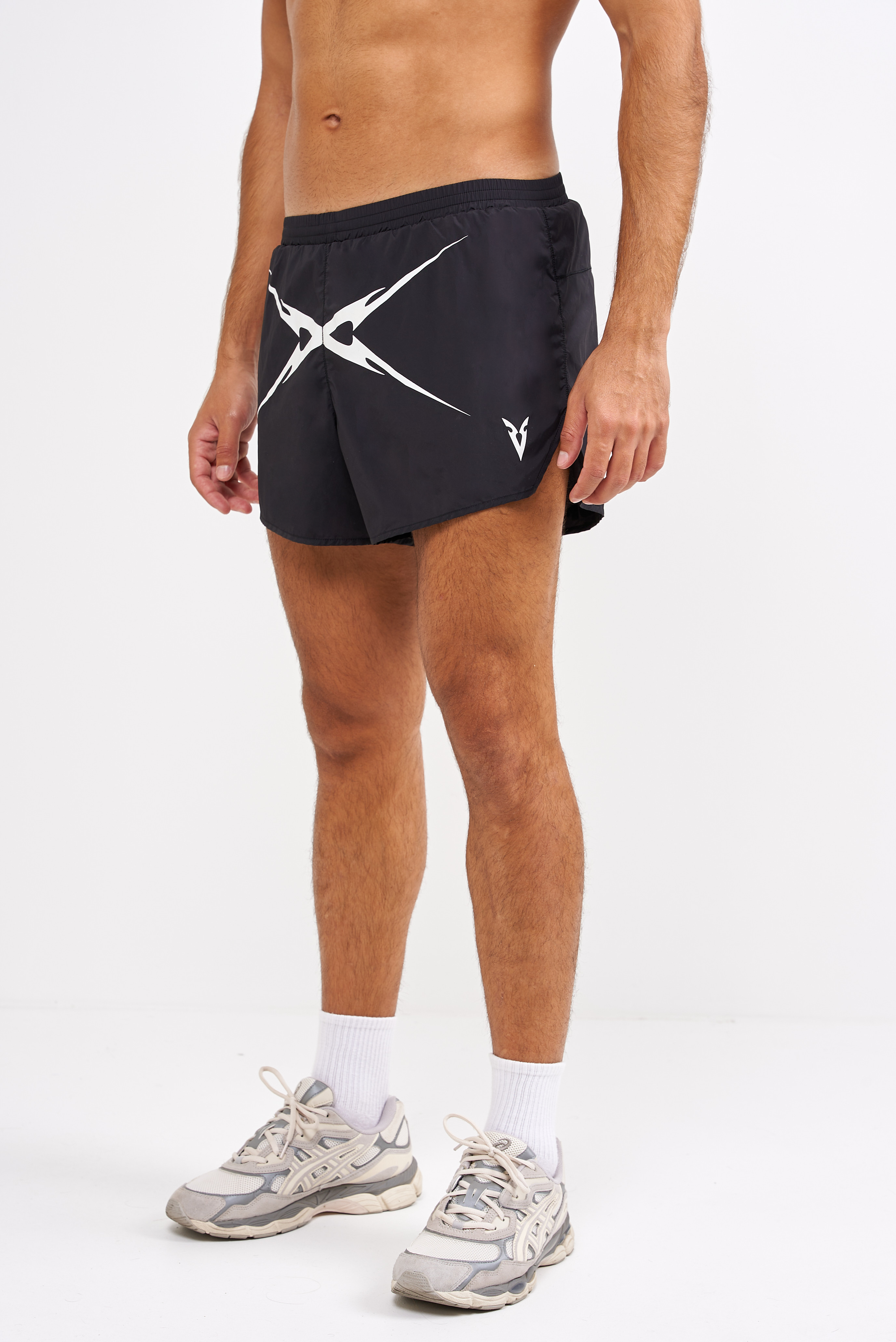 3" RUNNING SHORTS CROSS GRAPHIC - BLACK