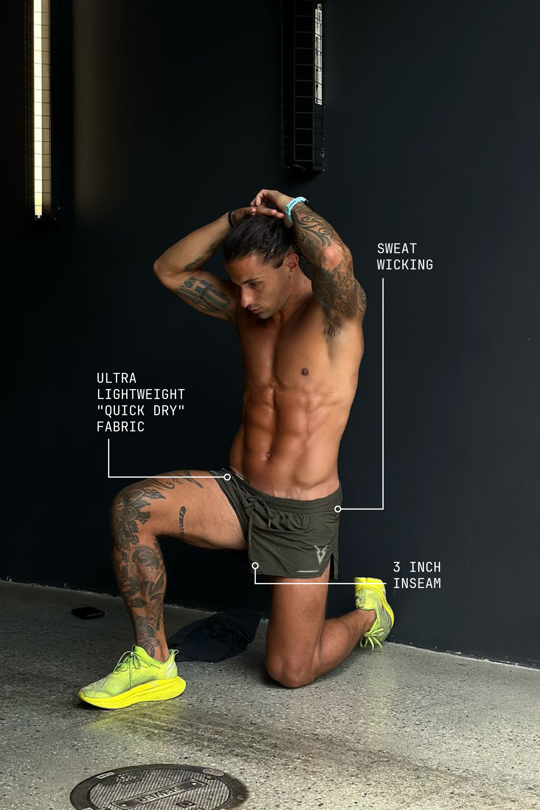 3" RUNNING SHORTS - Khaki